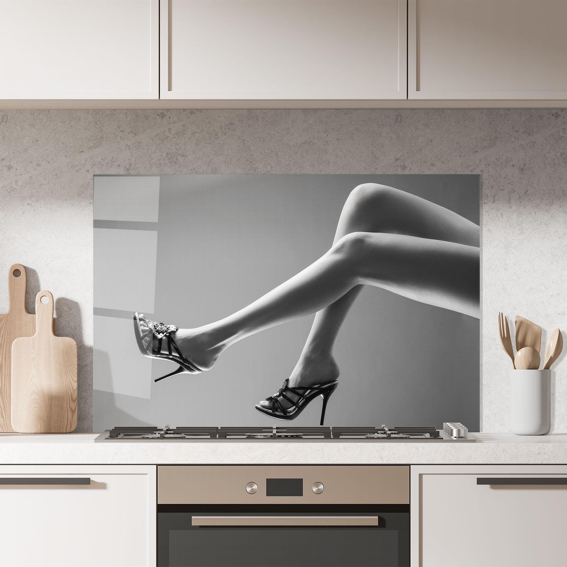 Panou Sticla Bucatarie Black Shoes On Grey mockup 7