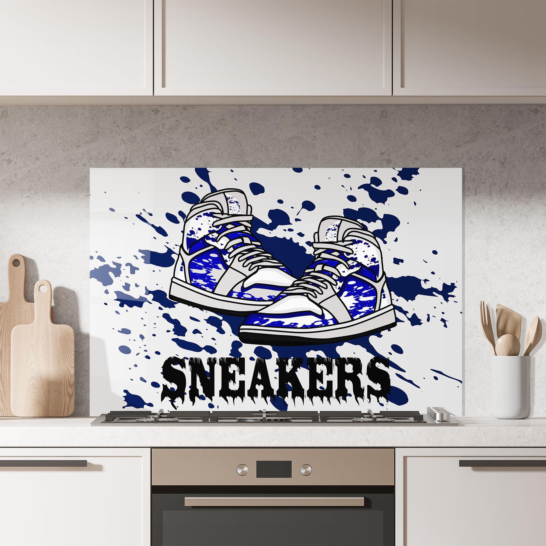 Panou Sticla Bucatarie Dark Blue Sneakers mockup 7