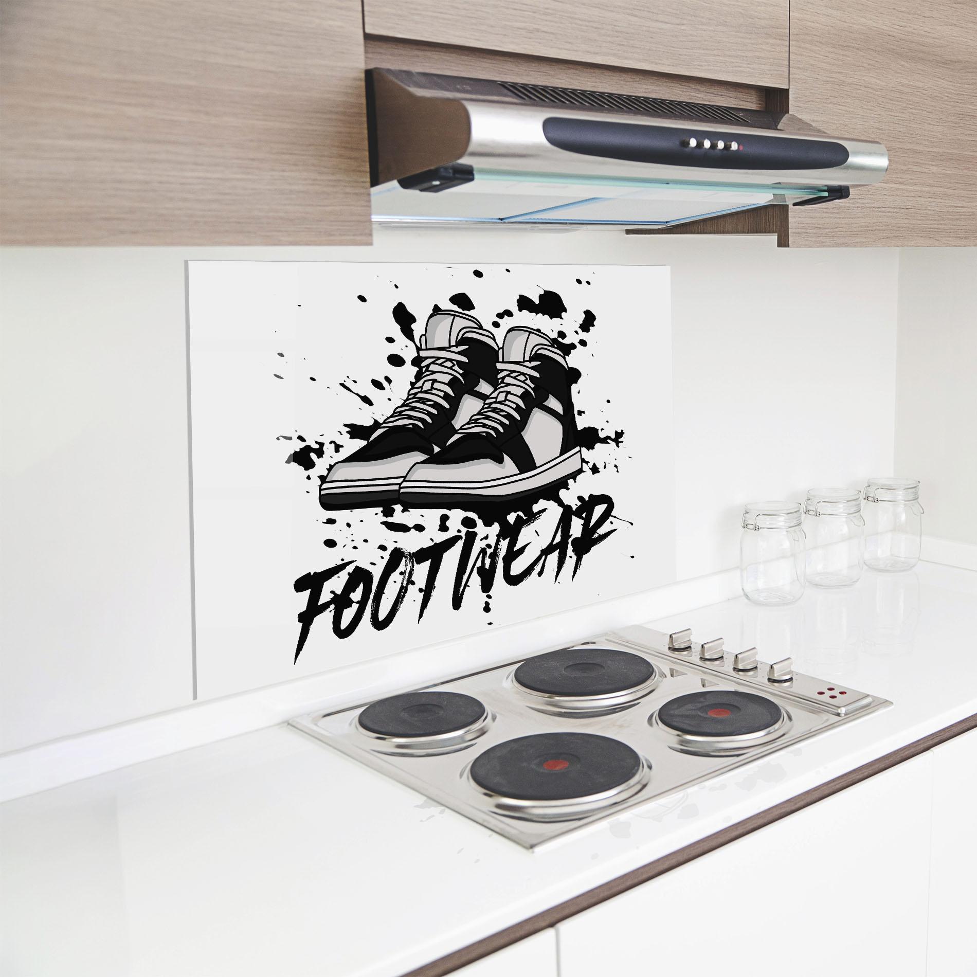 Panou Sticla Bucatarie Black Footwear mockup 8