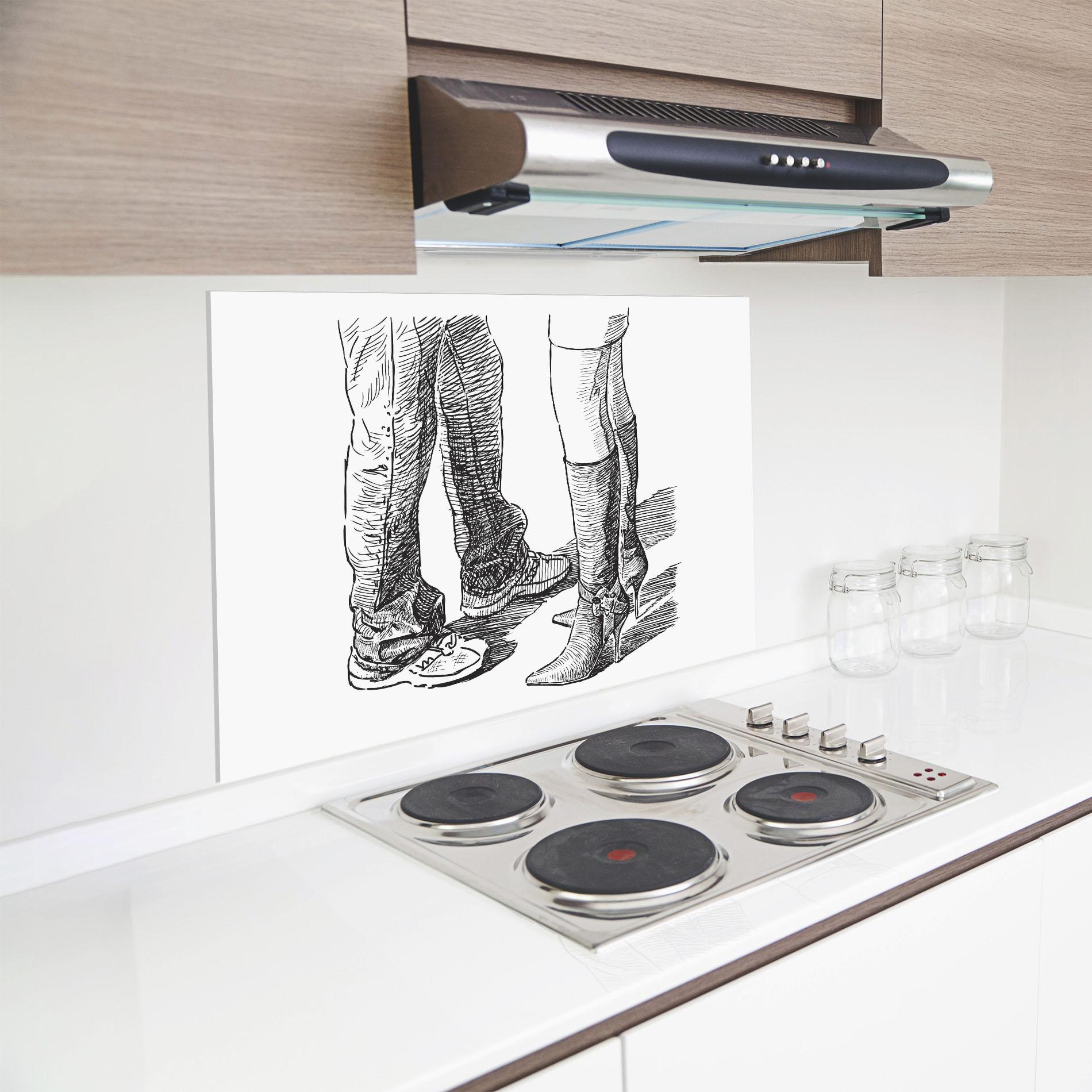 Panou Sticla Bucatarie Black Line Shoes mockup 8