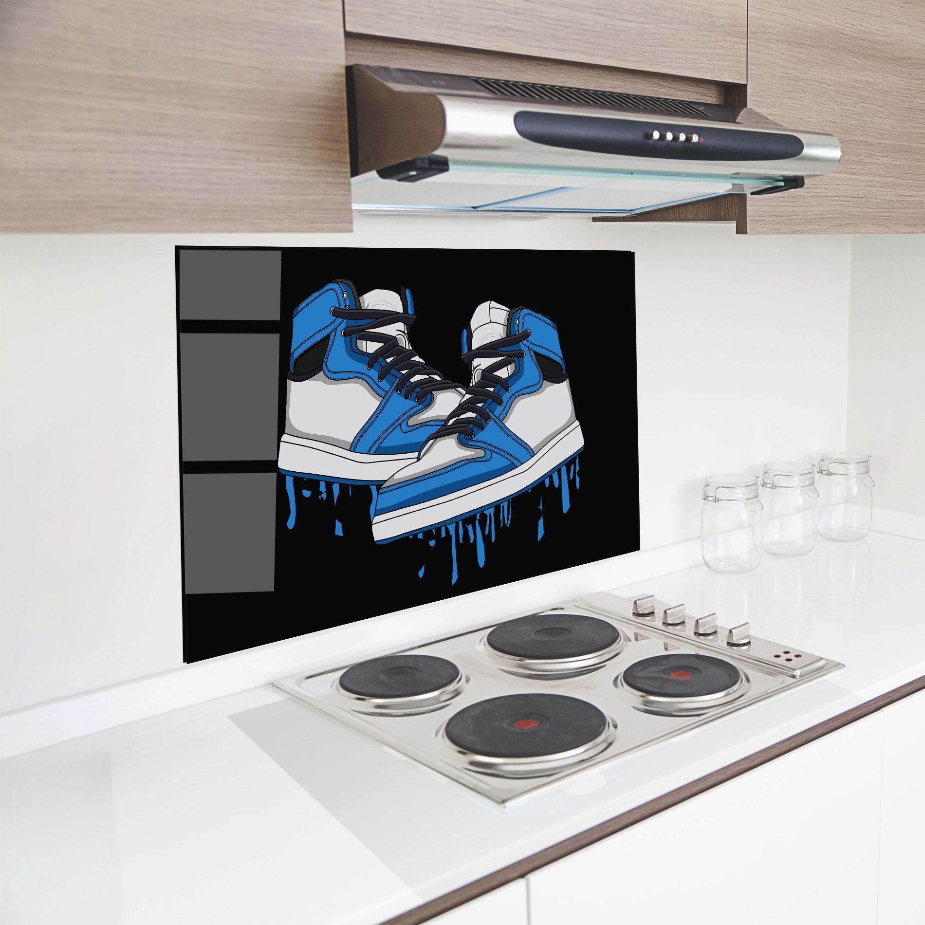 Panou Sticla Bucatarie Blue White Shoes mockup 8
