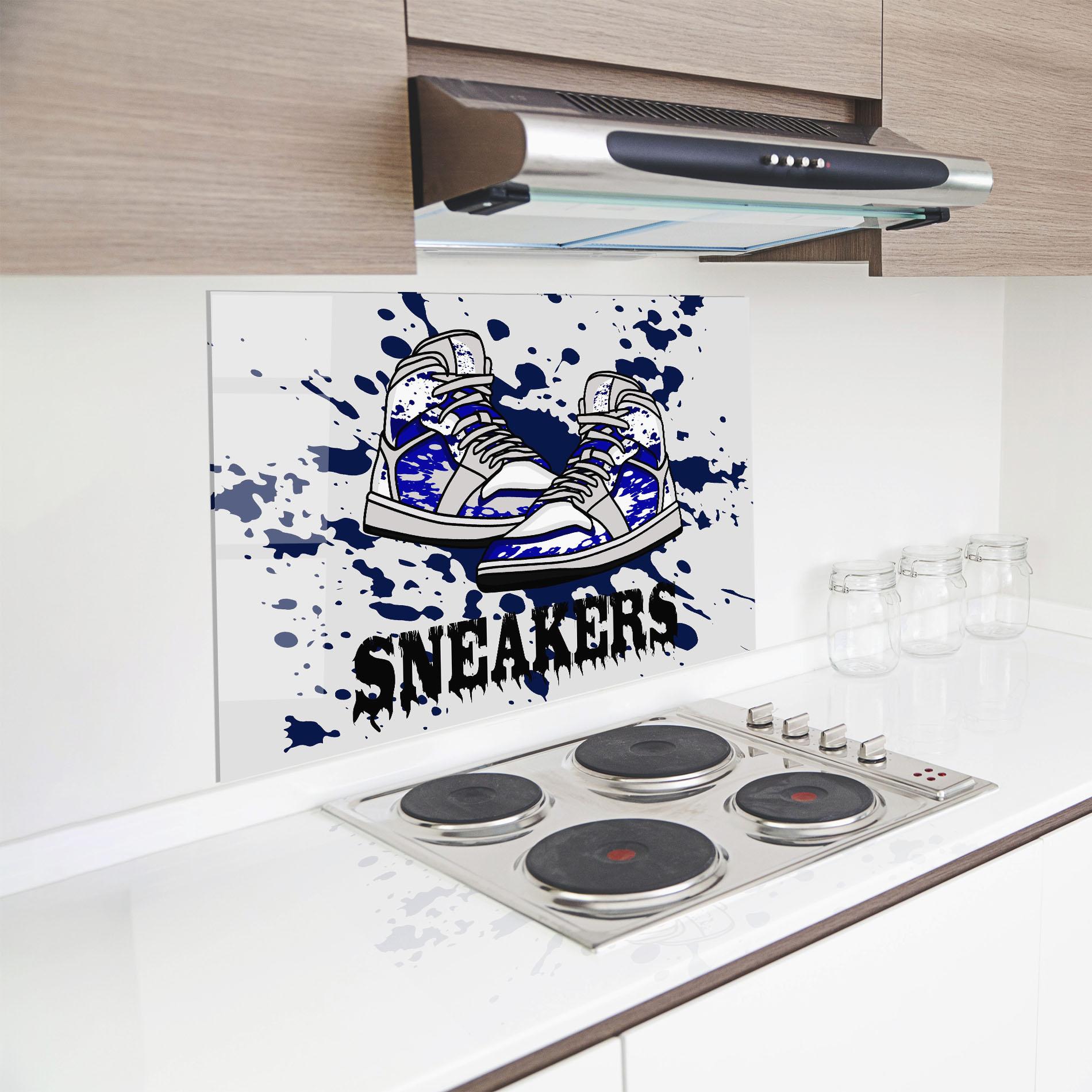 Panou Sticla Bucatarie Dark Blue Sneakers mockup 8