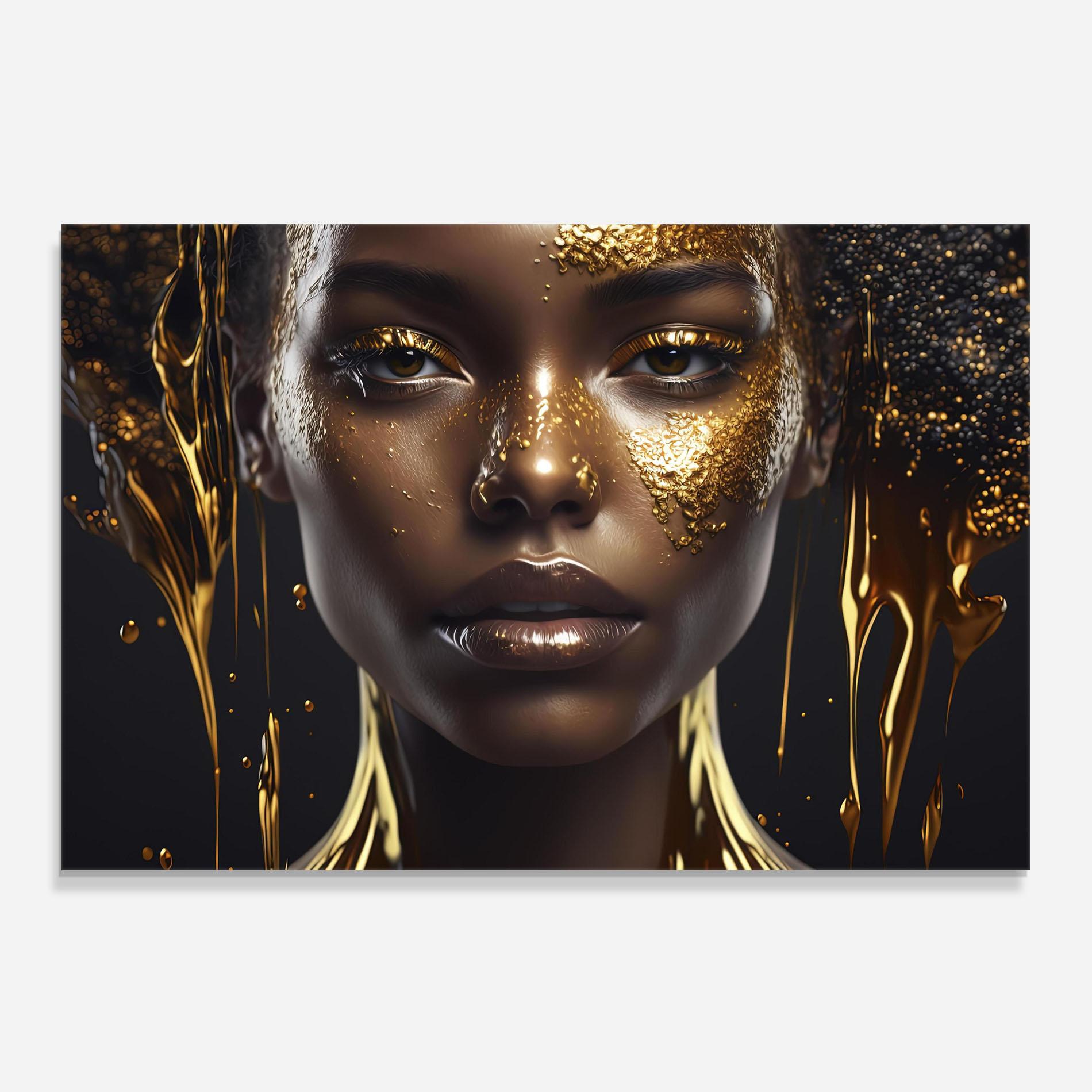 Panou Sticla Bucatarie Gold Portrait Falling mockup 0
