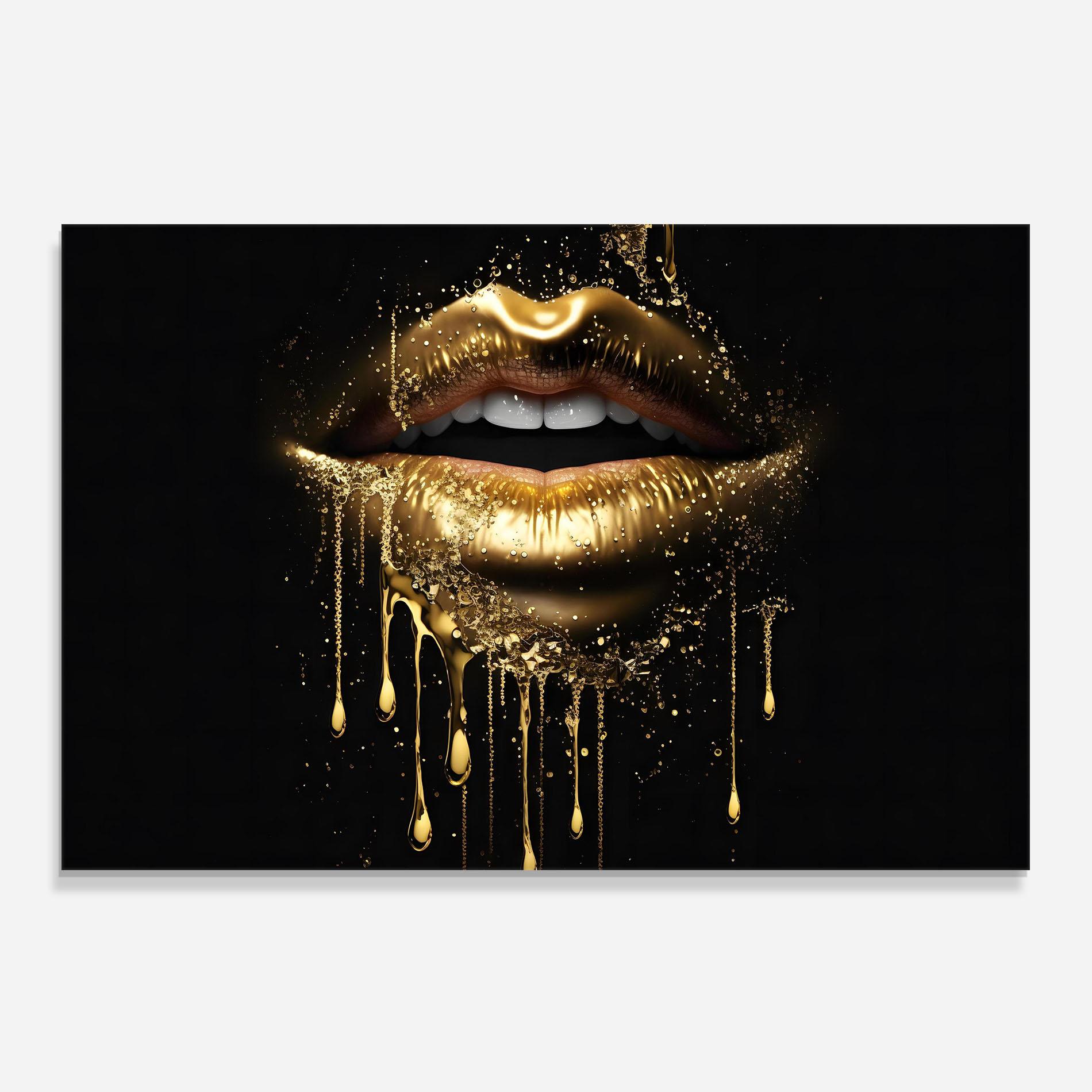 Panou Sticla Bucatarie Golden Luxury Lips mockup 0