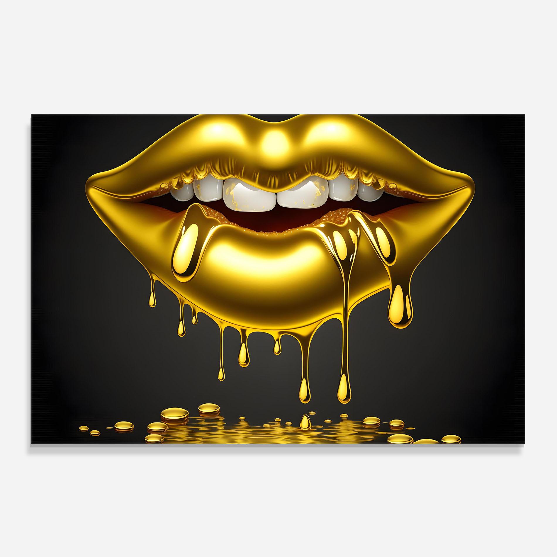 Panou Sticla Bucatarie Pop Gold Lips mockup 0