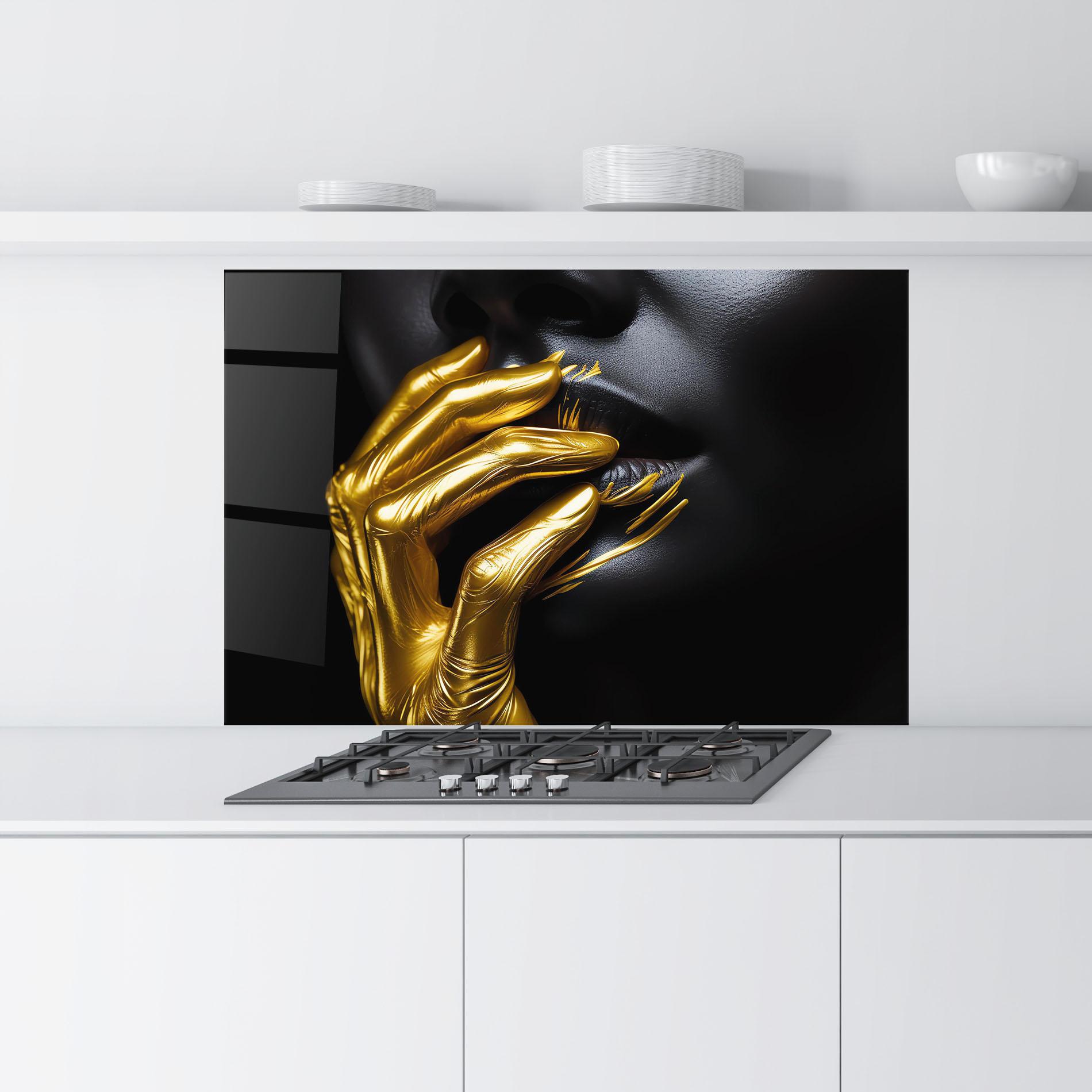 Panou Sticla Bucatarie Gold Small Hand mockup 9