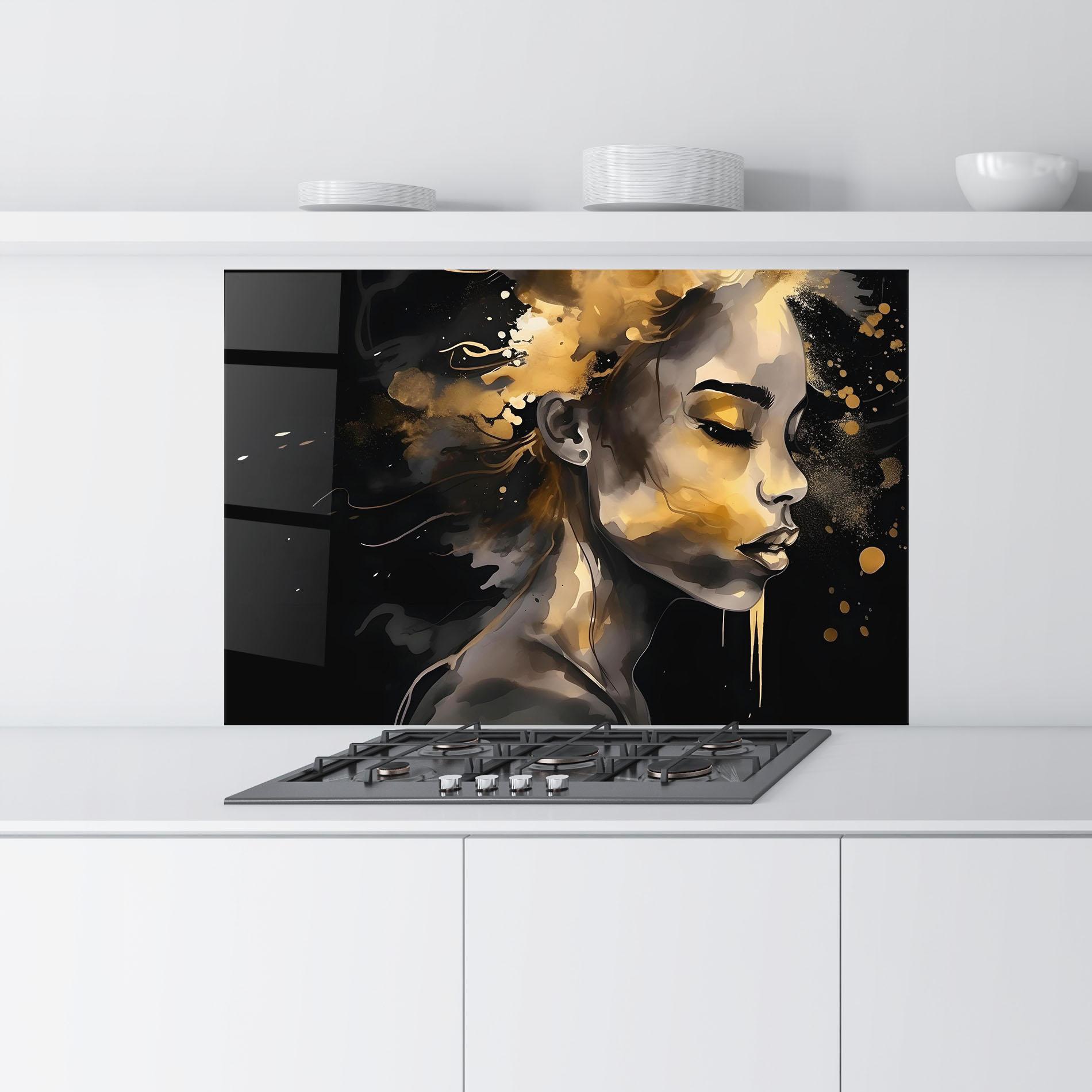 Panou Sticla Bucatarie Gold Stylish Modern mockup 9