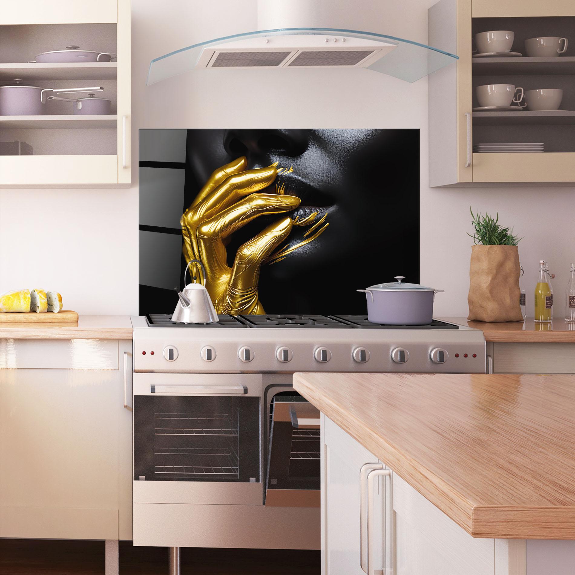 Panou Sticla Bucatarie Gold Small Hand mockup 1