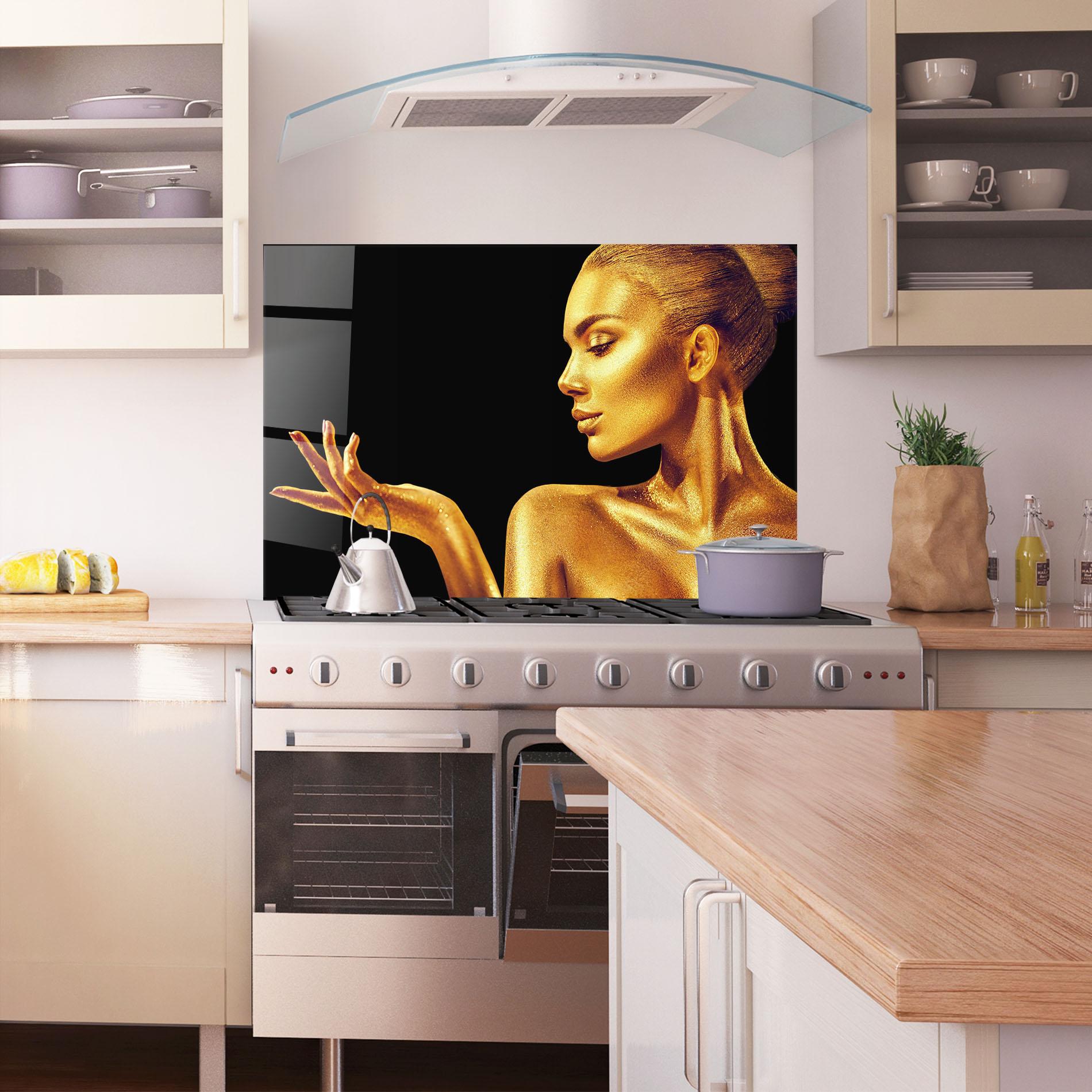 Panou Sticla Bucatarie Golden Glamour mockup 1