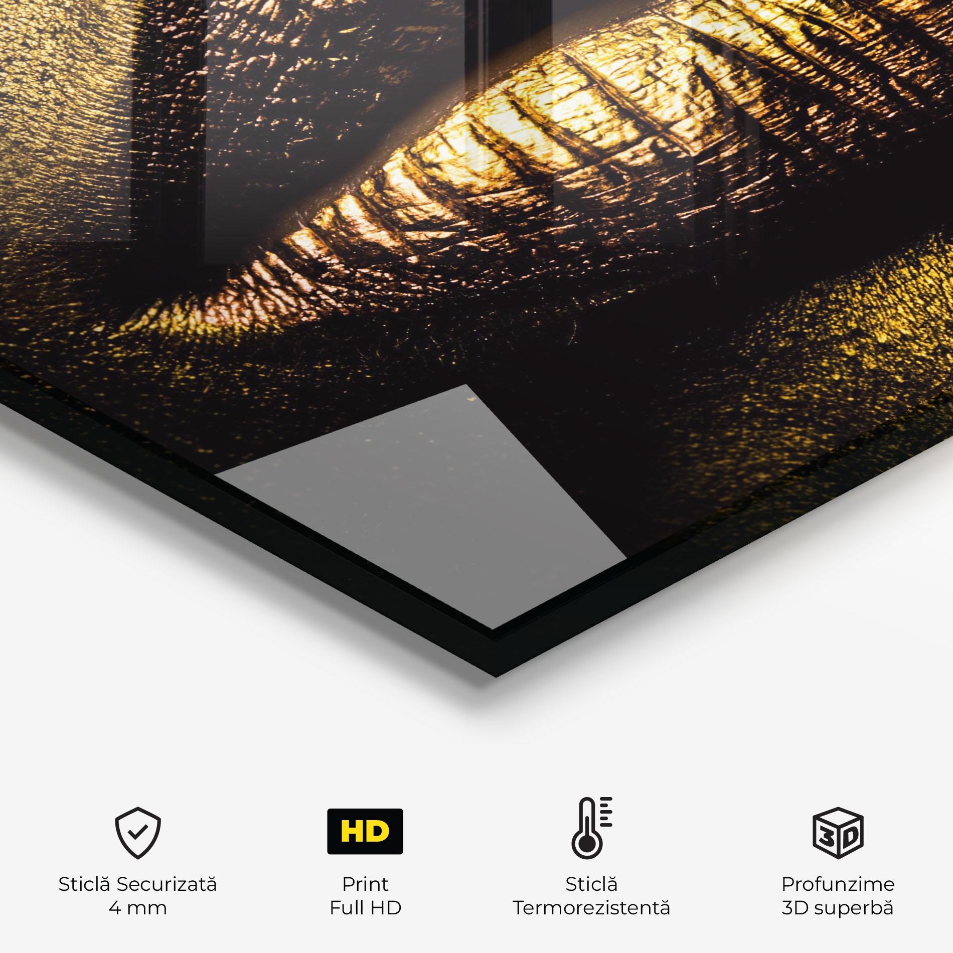 Panou Sticla Bucatarie Gold Metal Lips mockup 2