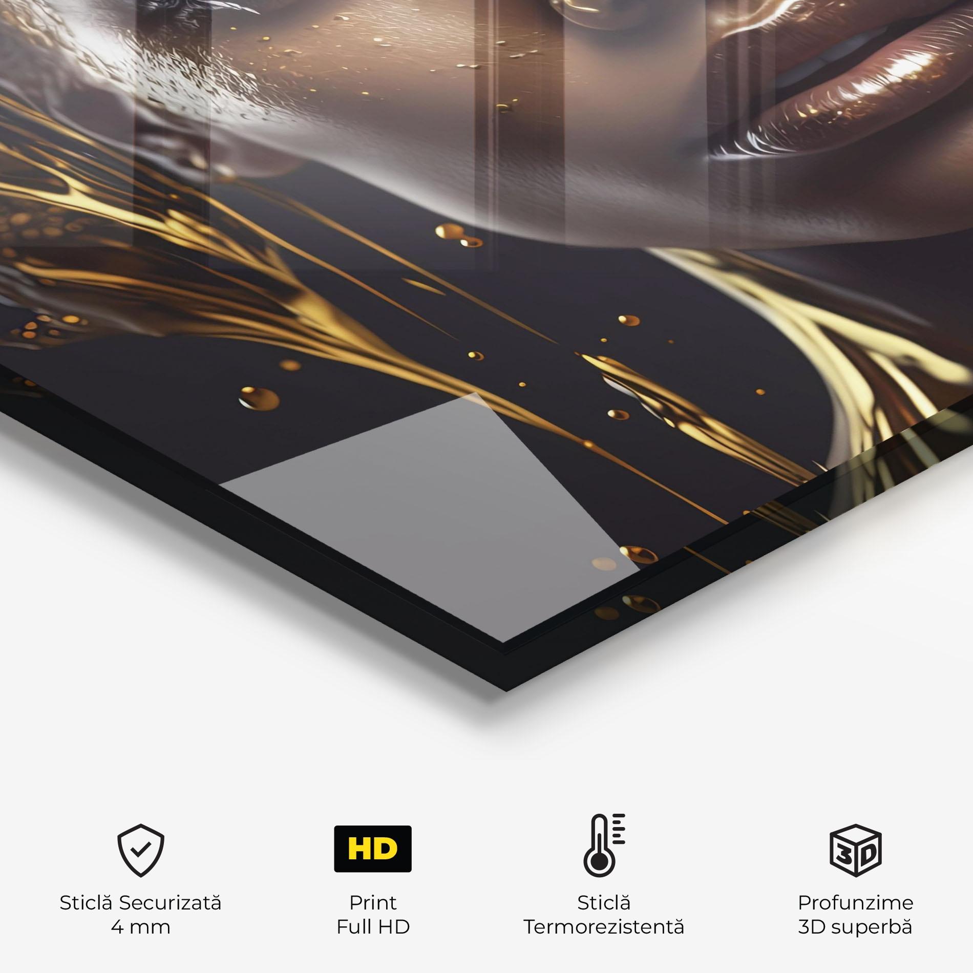 Panou Sticla Bucatarie Gold Portrait Falling mockup 2