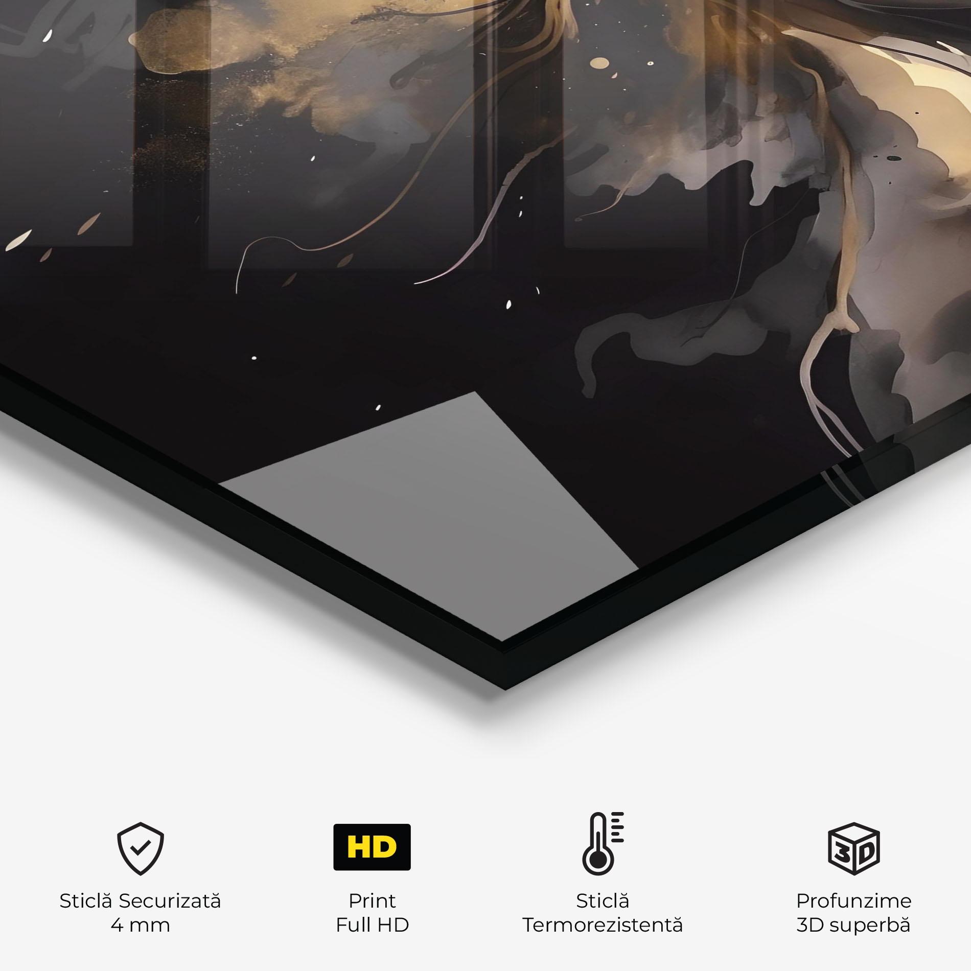 Panou Sticla Bucatarie Gold Stylish Modern mockup 2