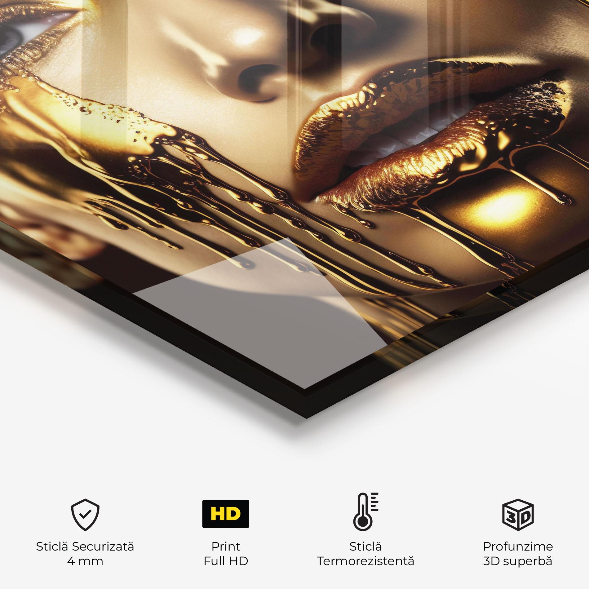 Panou Sticla Bucatarie Yellow Dripping Gold mockup 2