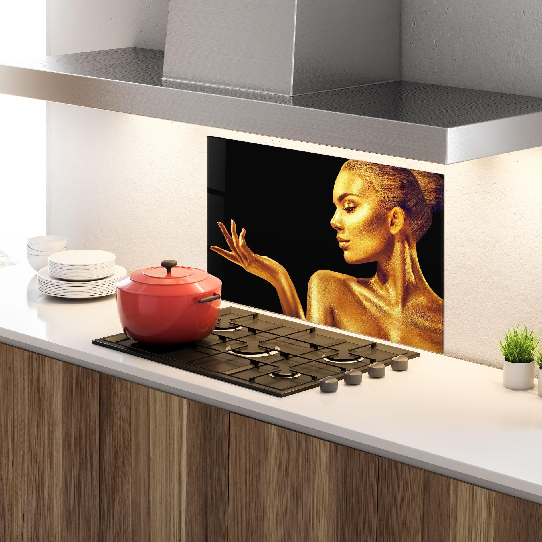 Panou Sticla Bucatarie Golden Glamour mockup 4