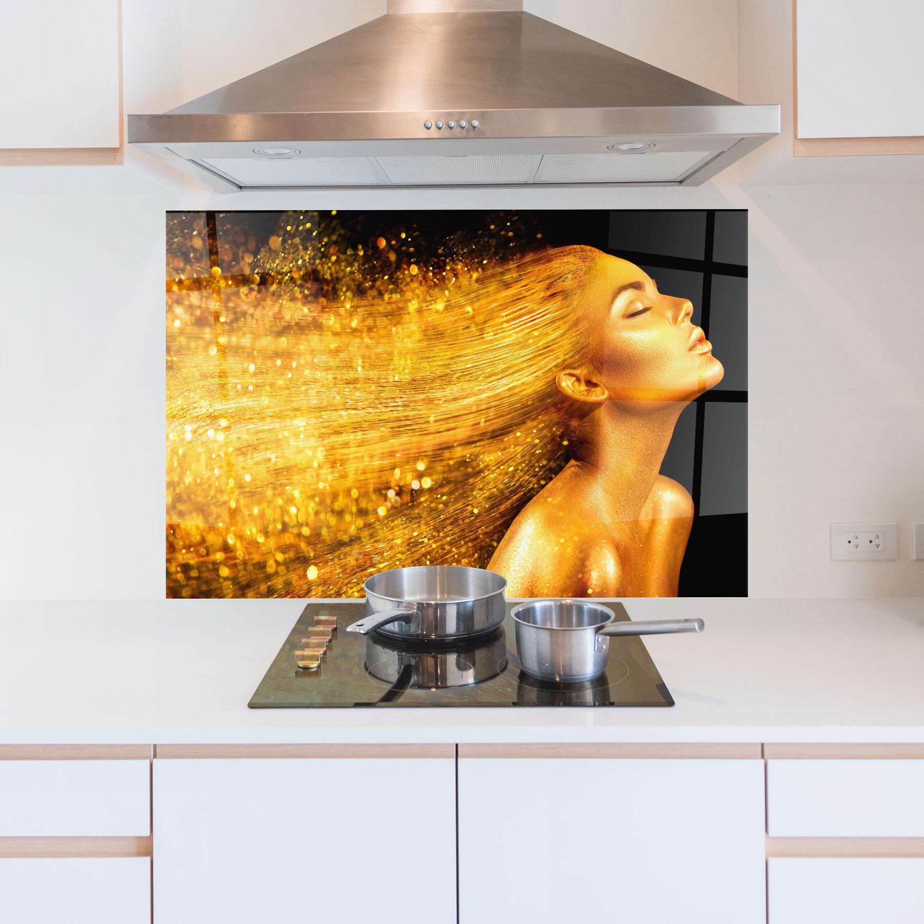 Panou Sticla Bucatarie Golden Girl mockup 5