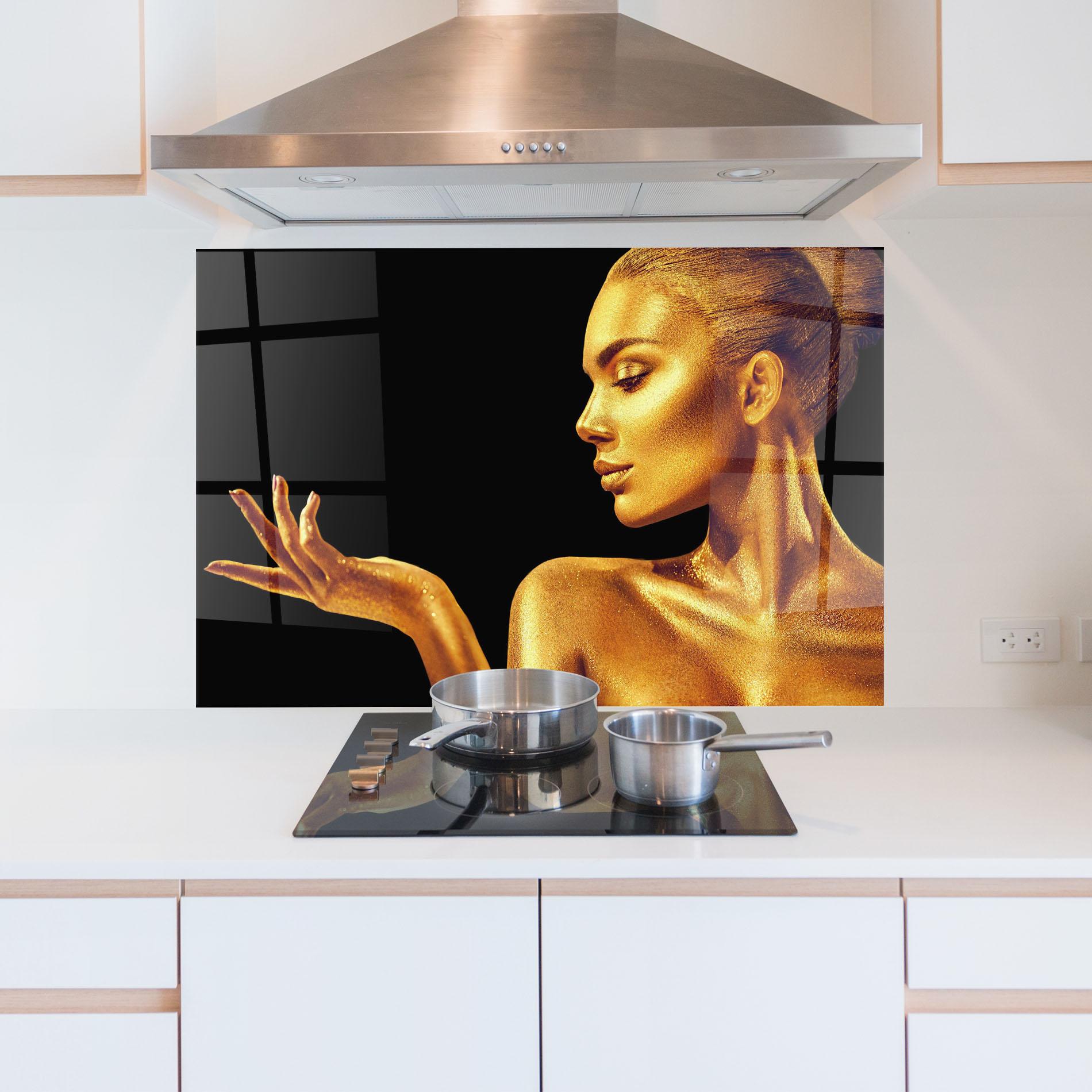 Panou Sticla Bucatarie Golden Glamour mockup 5
