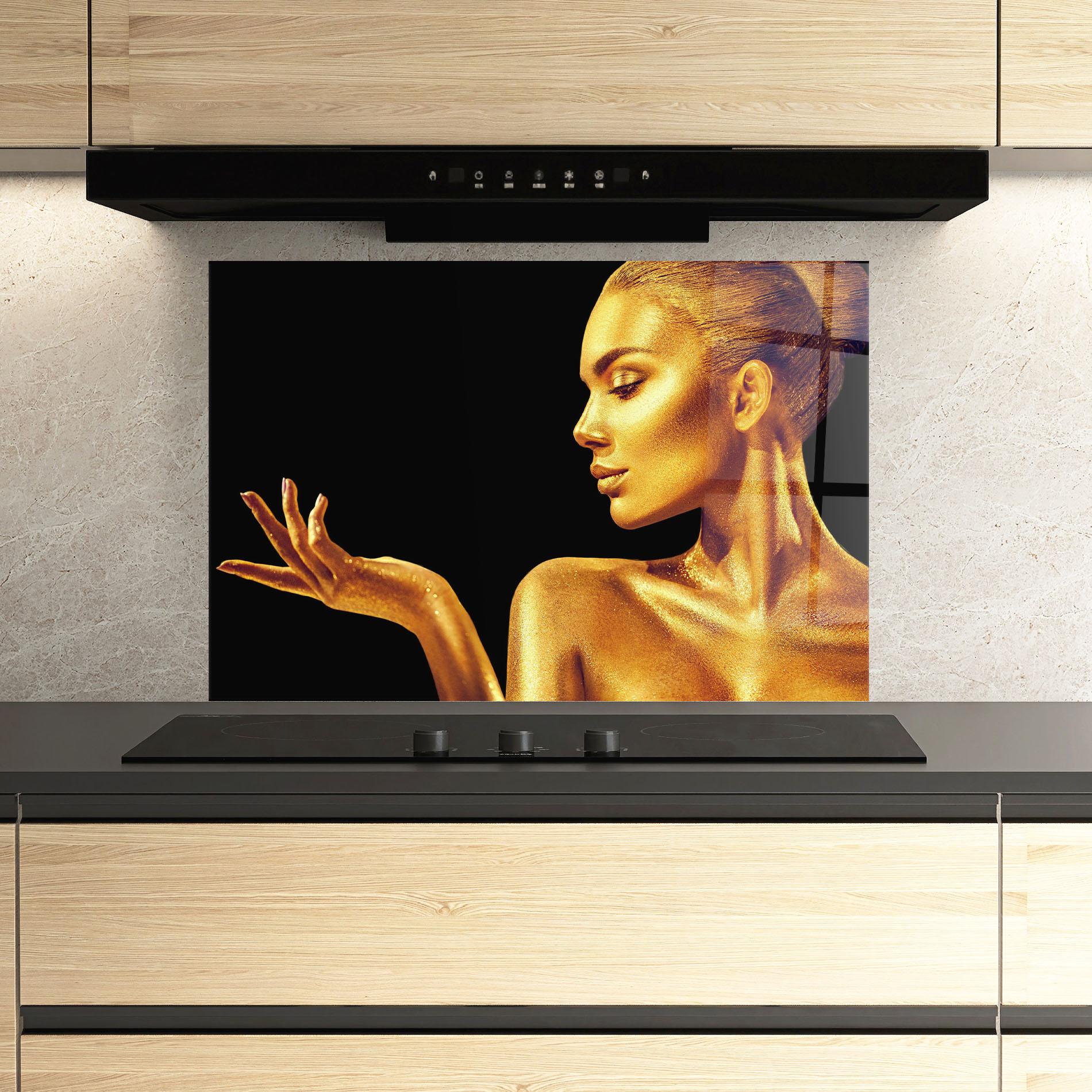 Panou Sticla Bucatarie Golden Glamour mockup 3