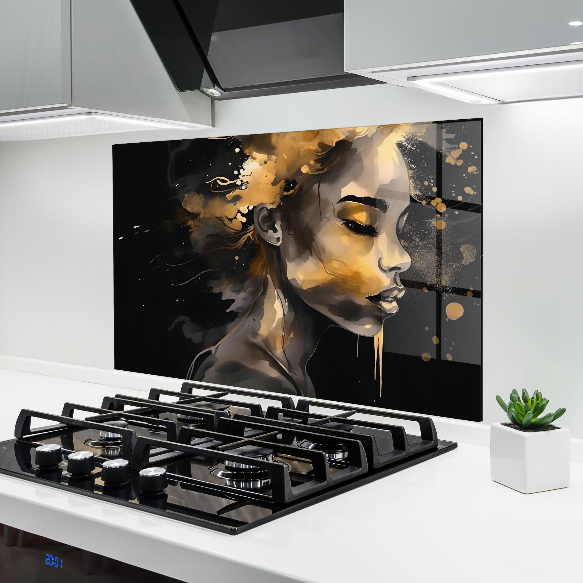 Panou Sticla Bucatarie Gold Stylish Modern mockup 6