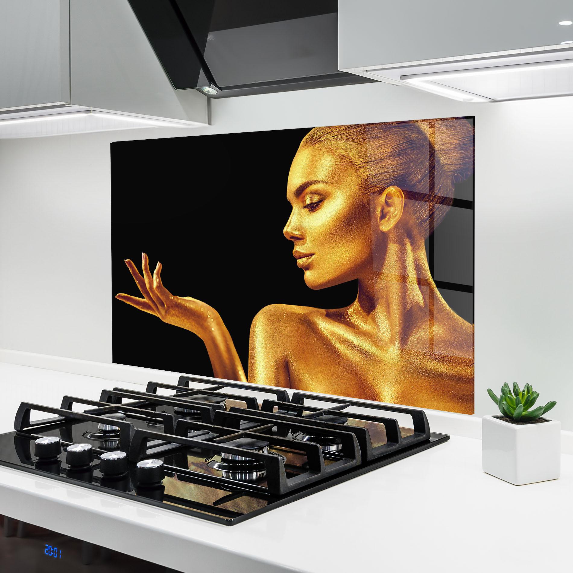 Panou Sticla Bucatarie Golden Glamour mockup 6