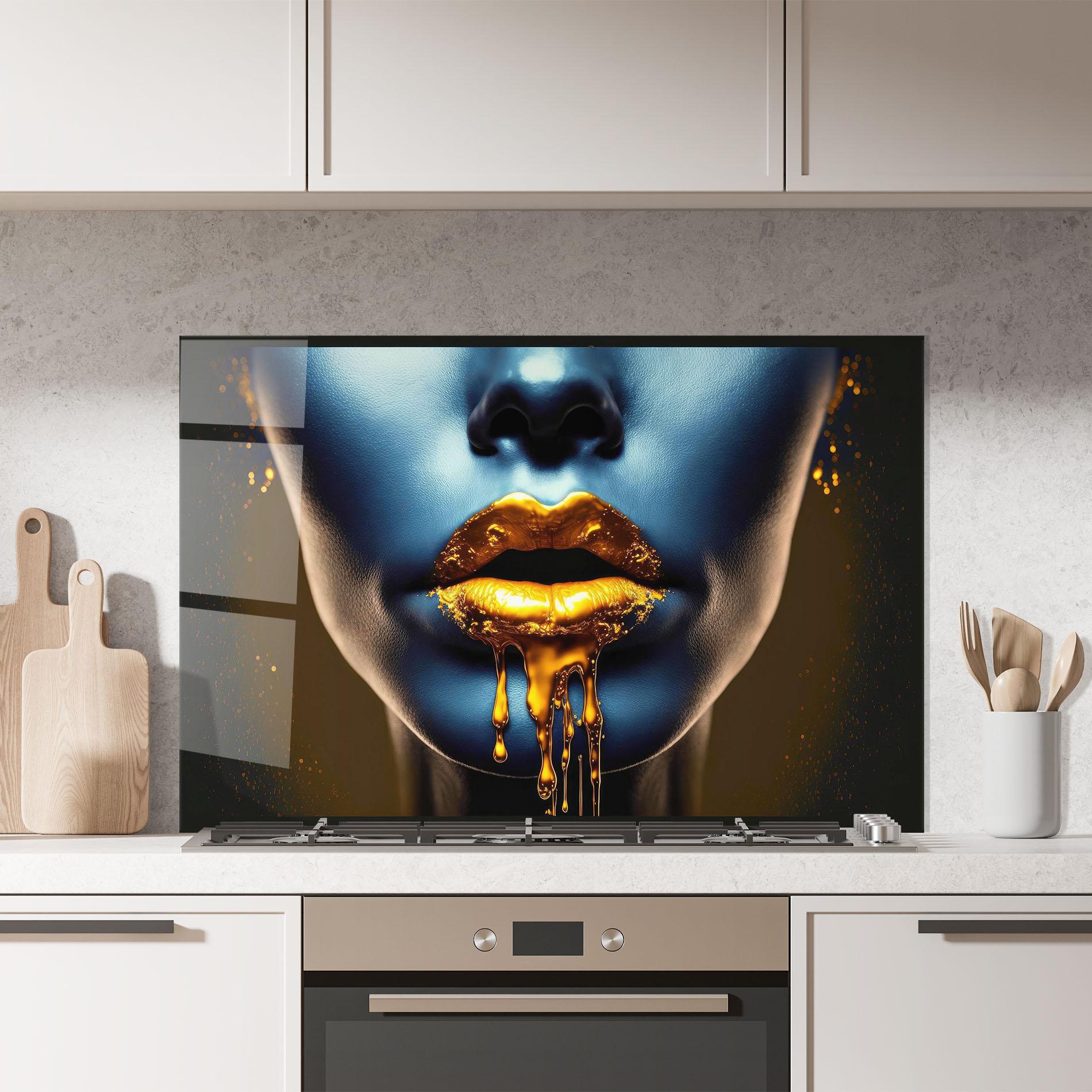 Panou Sticla Bucatarie Gold Liquid Blue mockup 7