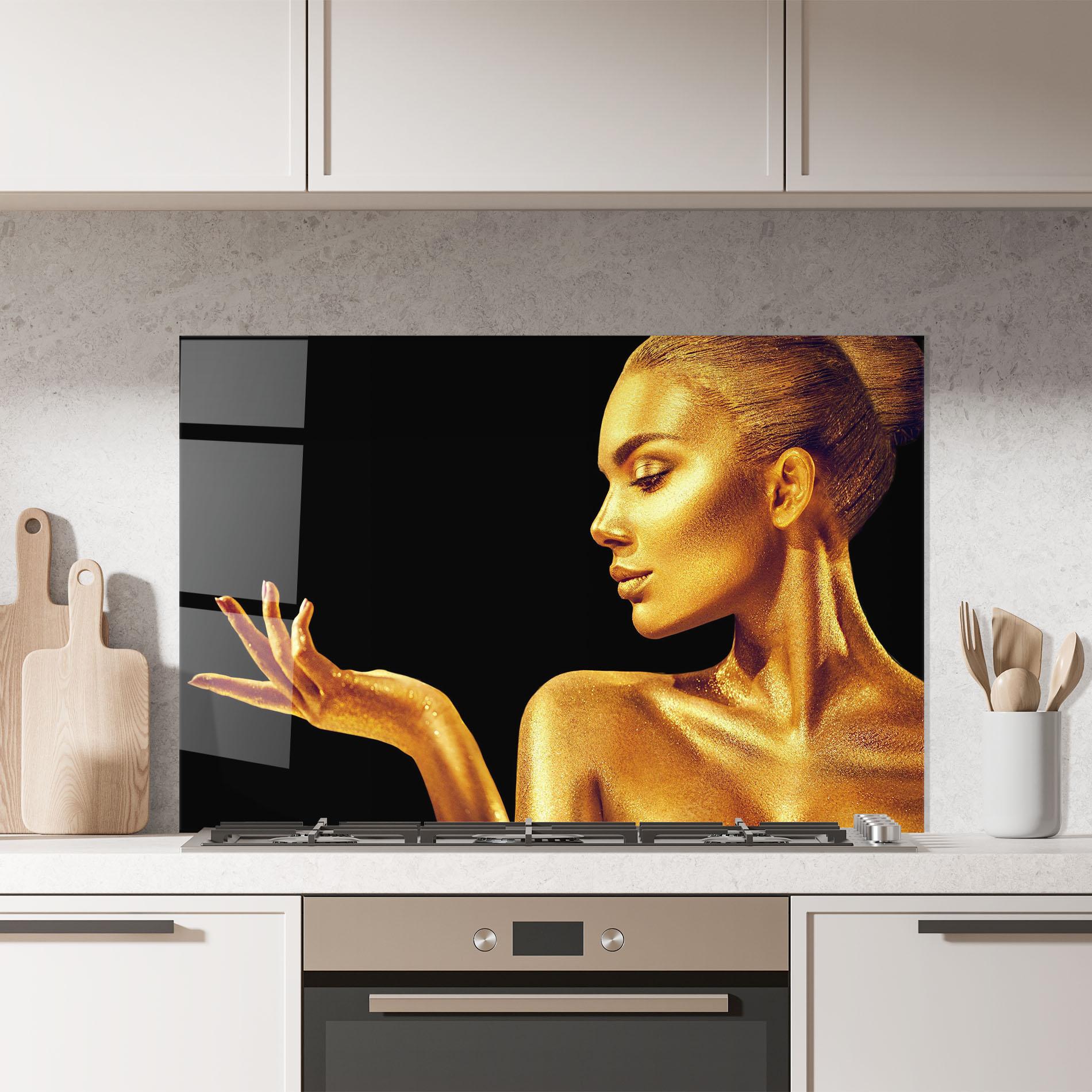 Panou Sticla Bucatarie Golden Glamour mockup 7