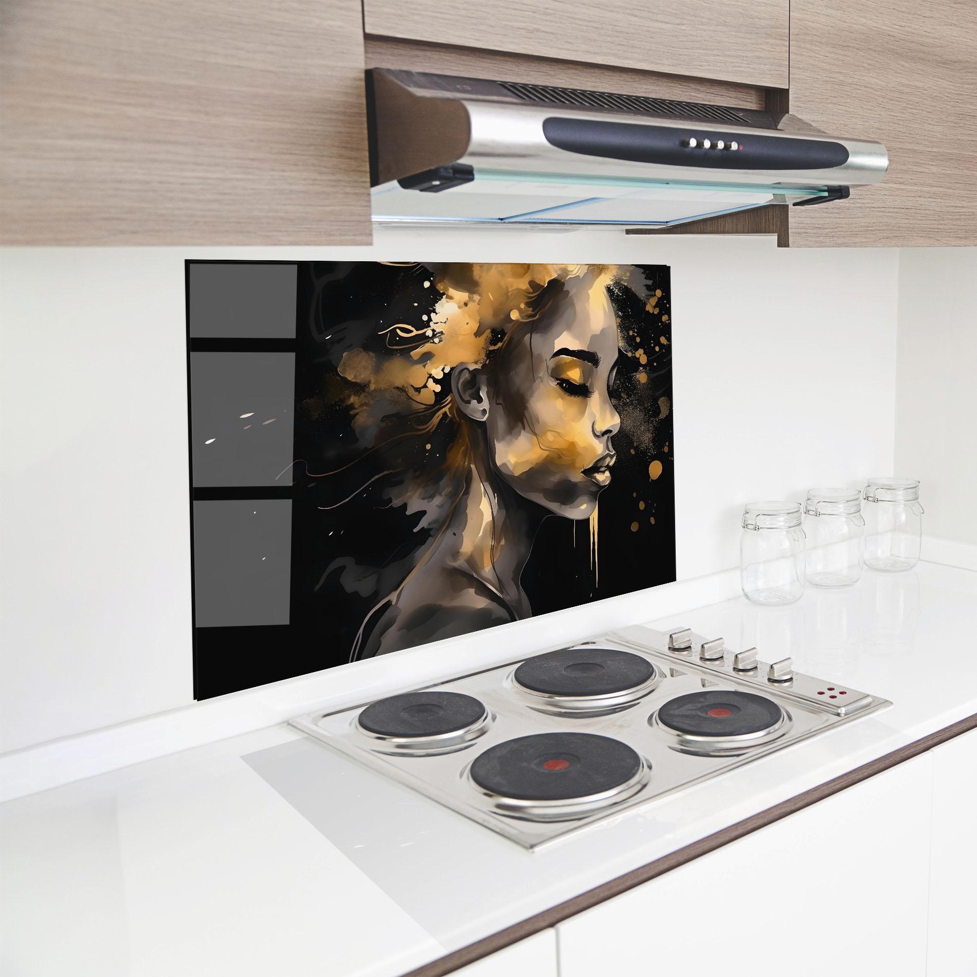 Panou Sticla Bucatarie Gold Stylish Modern mockup 8