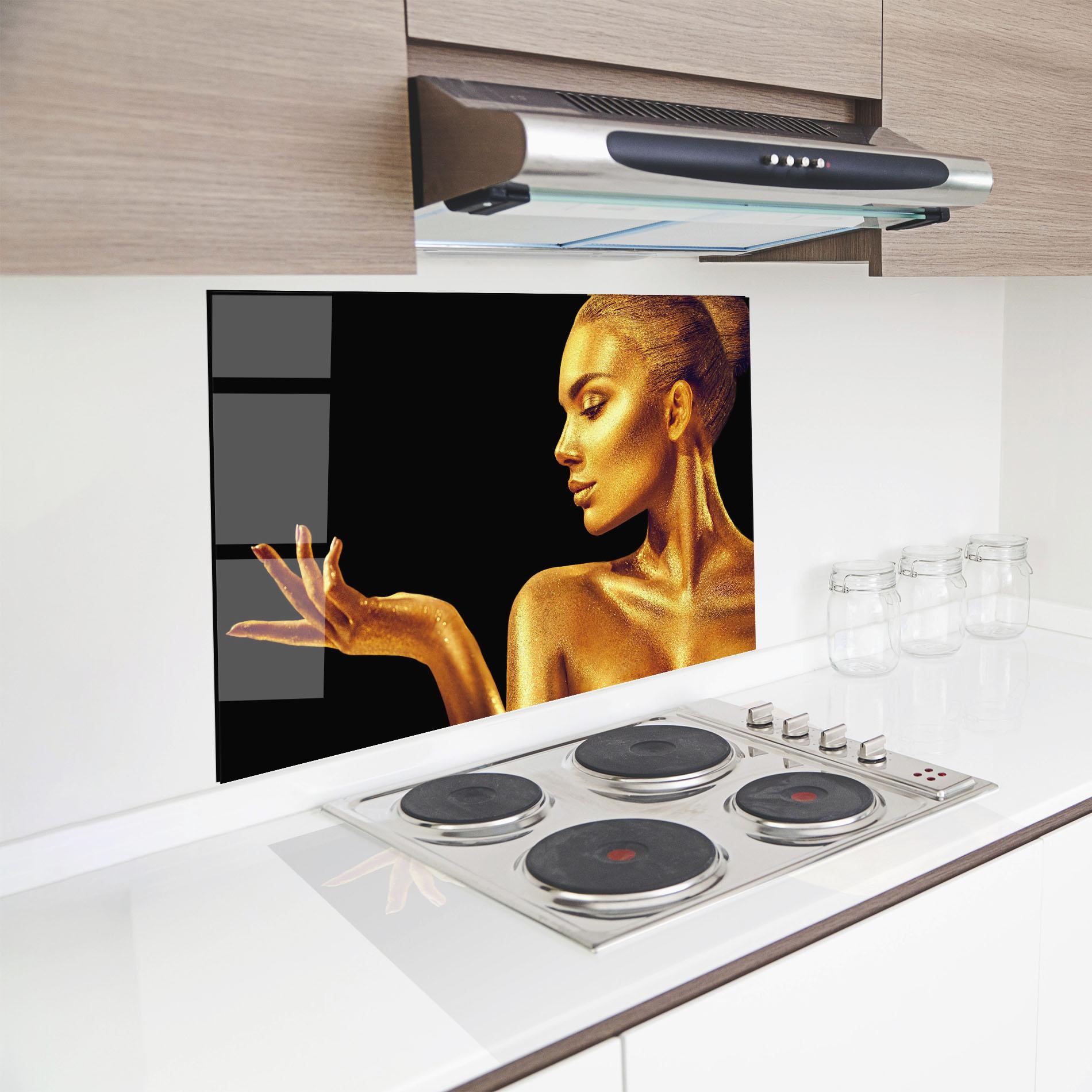 Panou Sticla Bucatarie Golden Glamour mockup 8