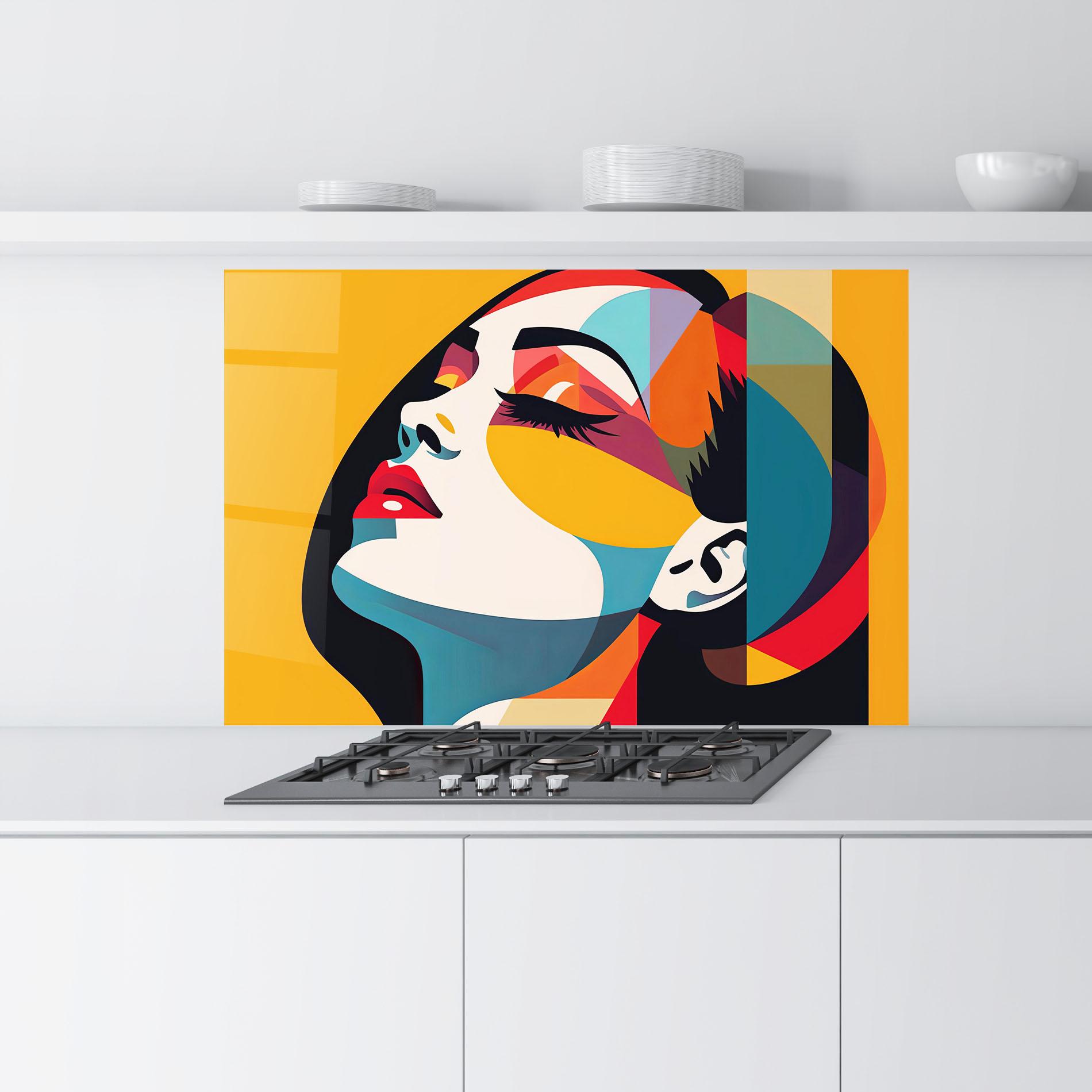 Panou Sticla Bucatarie Dreamy Yellow Female mockup 9