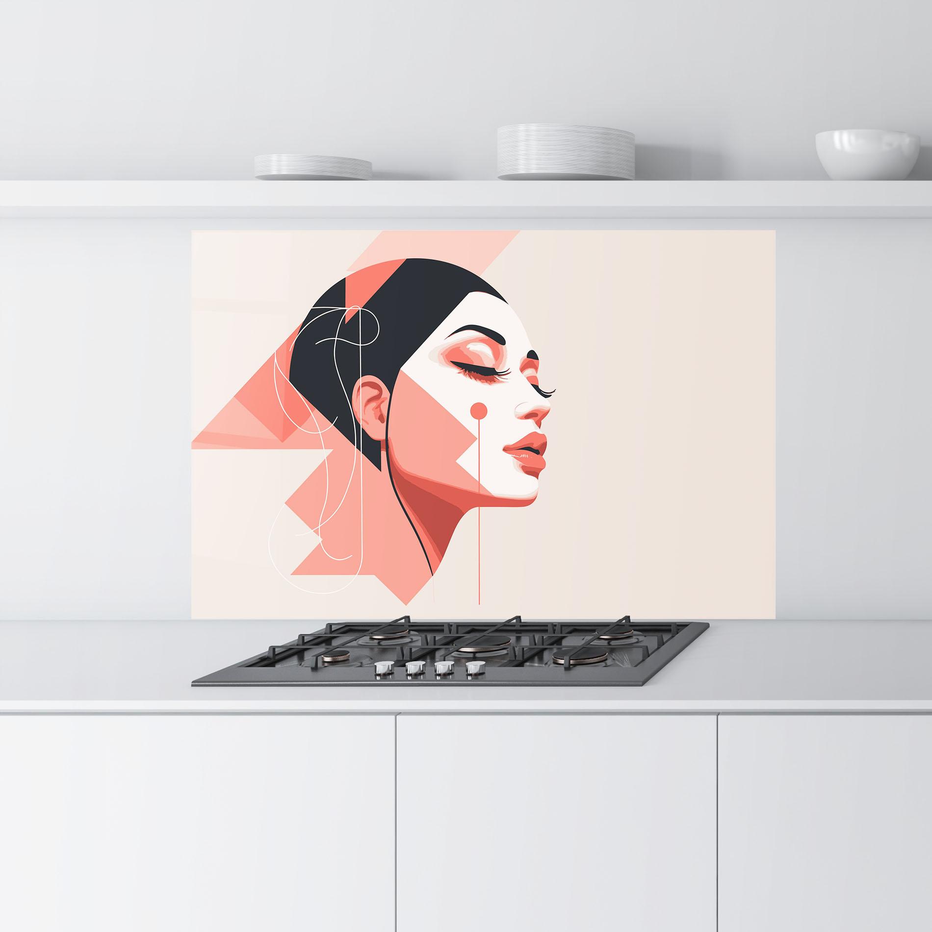 Panou Sticla Bucatarie Pretty Abstract Face mockup 9