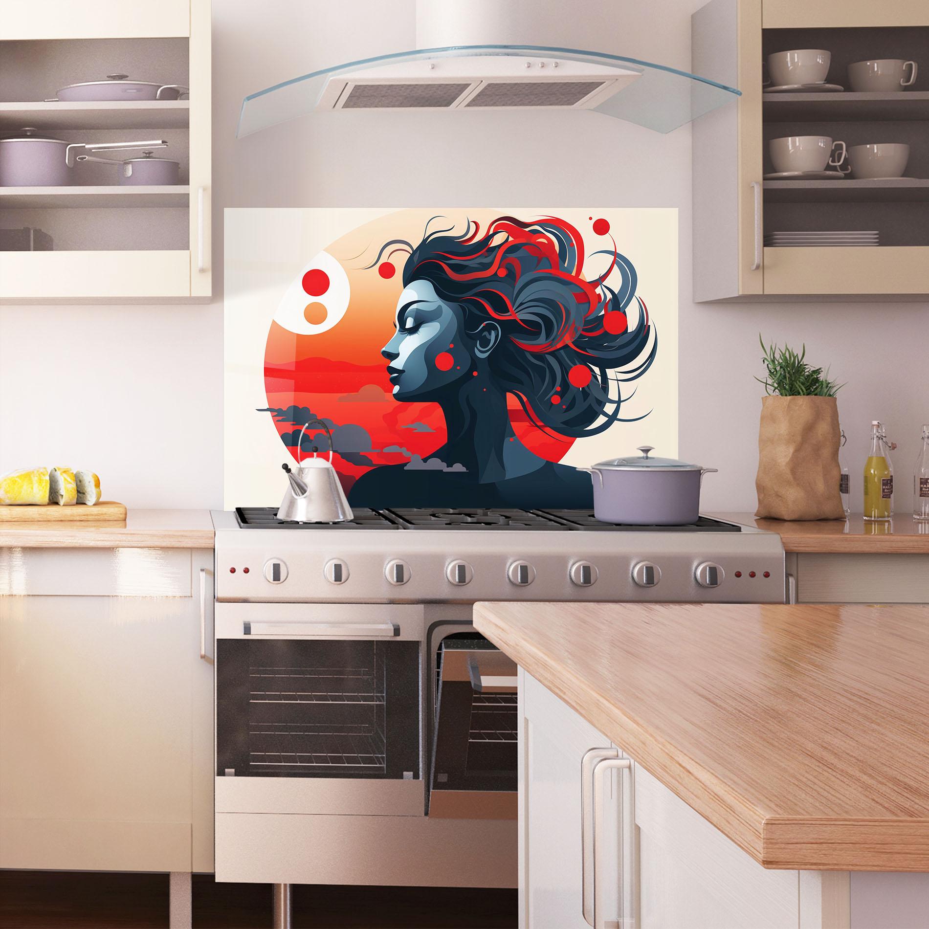 Panou Sticla Bucatarie Simple Colored Girl mockup 1