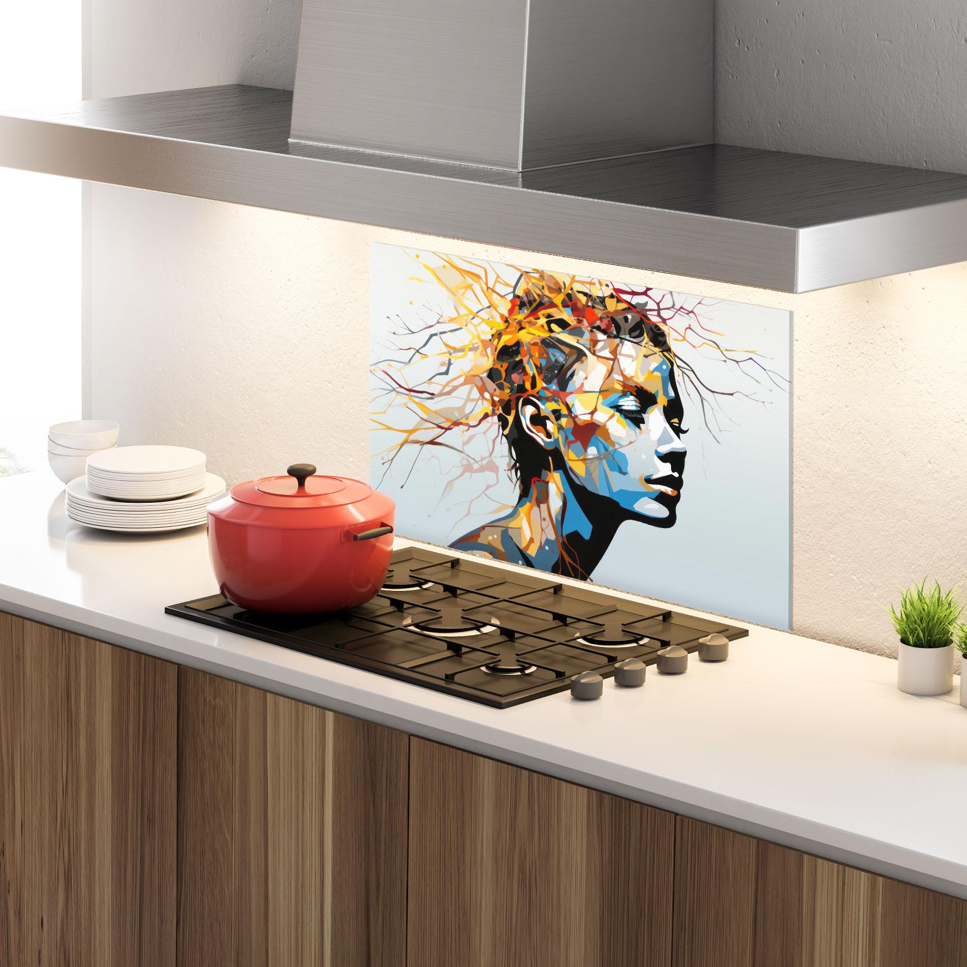 Panou Sticla Bucatarie Branches Hair mockup 4