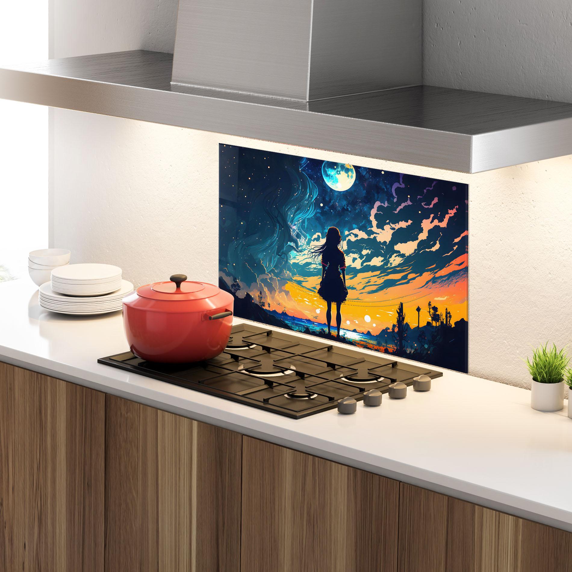 Panou Sticla Bucatarie Mystical Woman Fairytale mockup 4