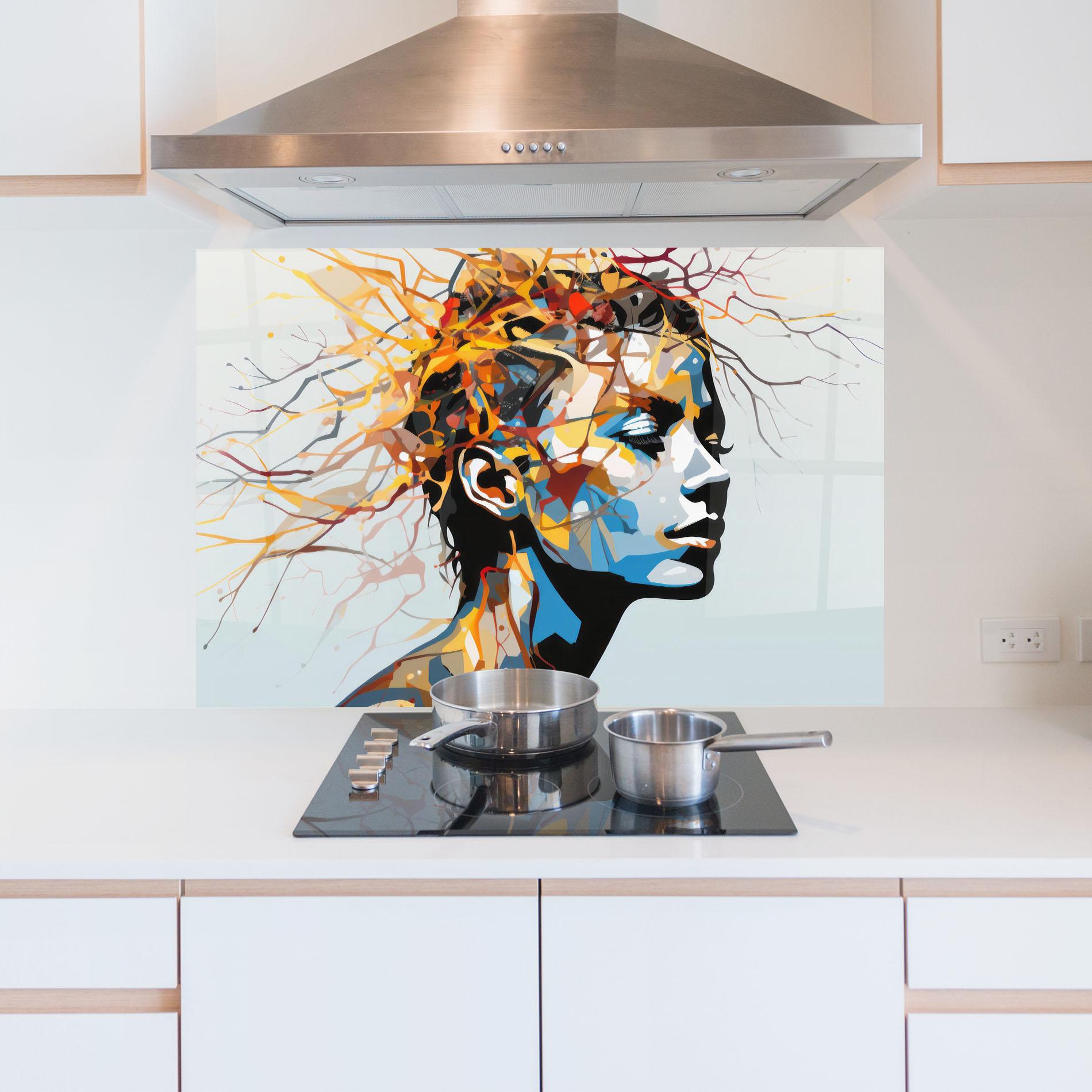 Panou Sticla Bucatarie Branches Hair mockup 5