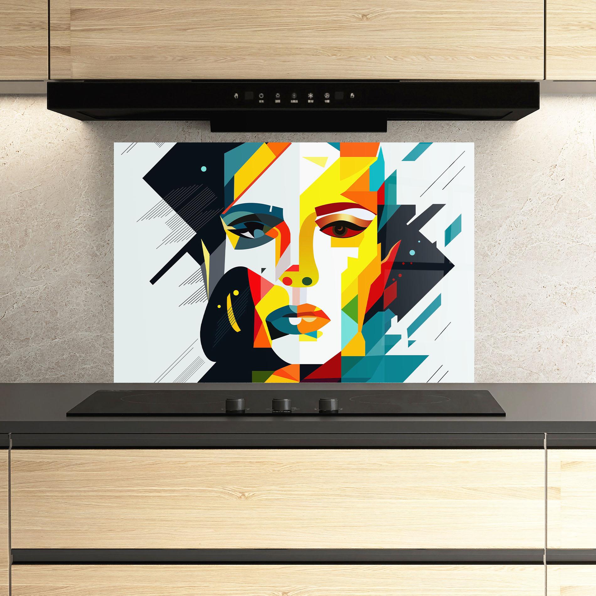 Panou Sticla Bucatarie Red Eye Woman mockup 3