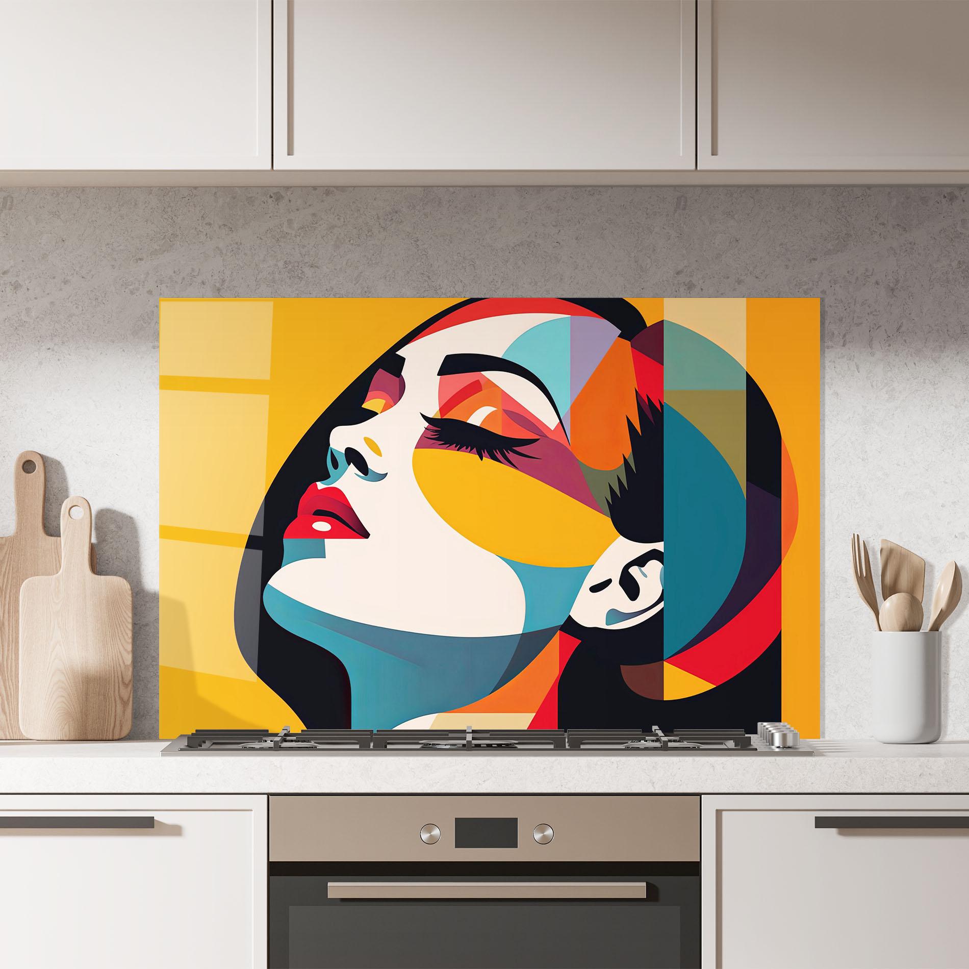 Panou Sticla Bucatarie Dreamy Yellow Female mockup 7