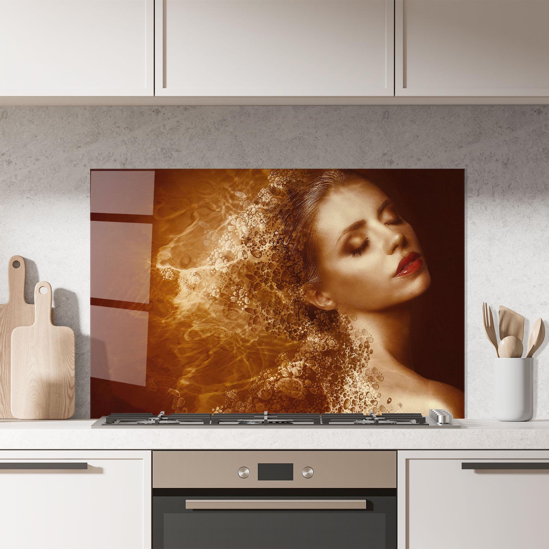 Panou Sticla Bucatarie Golden Beauty mockup 7