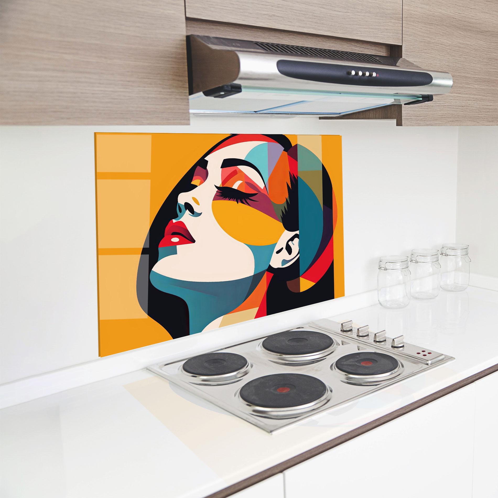 Panou Sticla Bucatarie Dreamy Yellow Female mockup 8