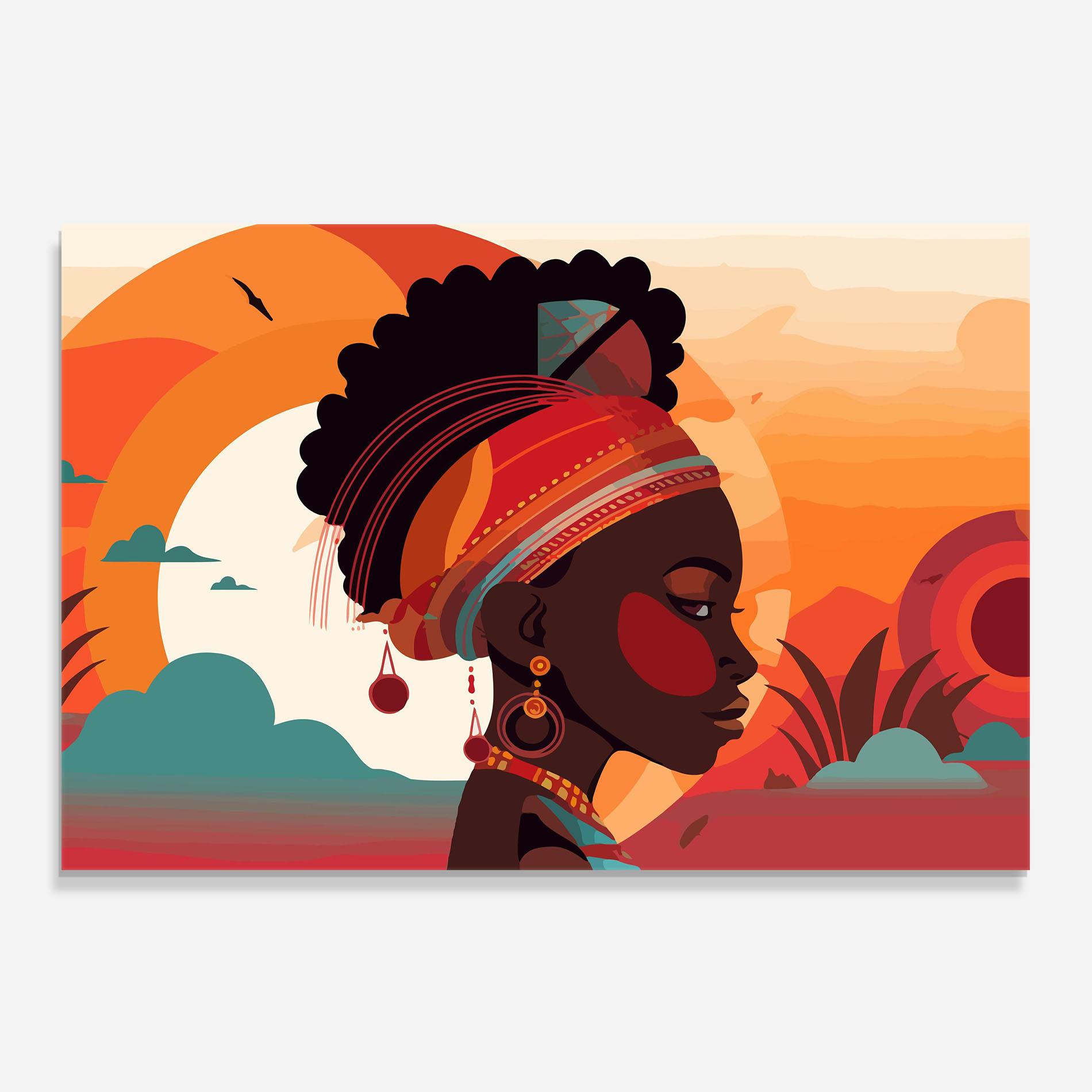Panou Sticla Bucatarie African Lady Art mockup 0
