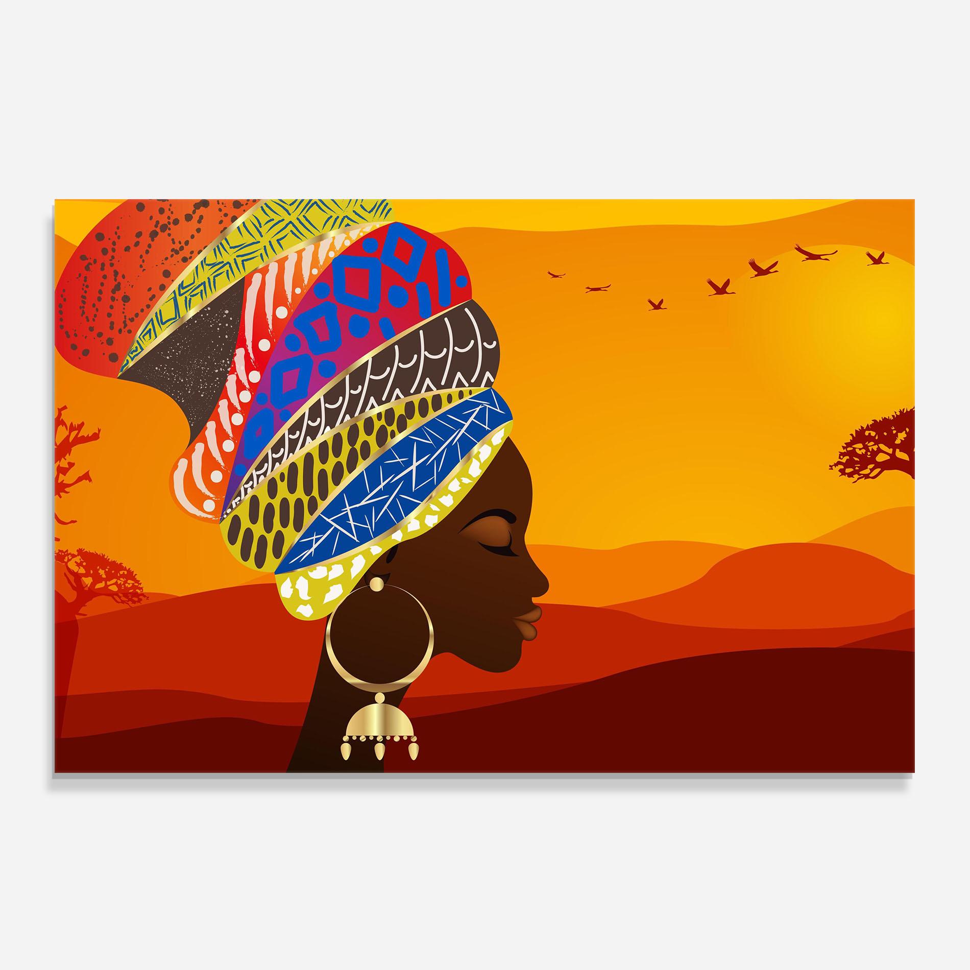 Panou Sticla Bucatarie African View Woman mockup 0