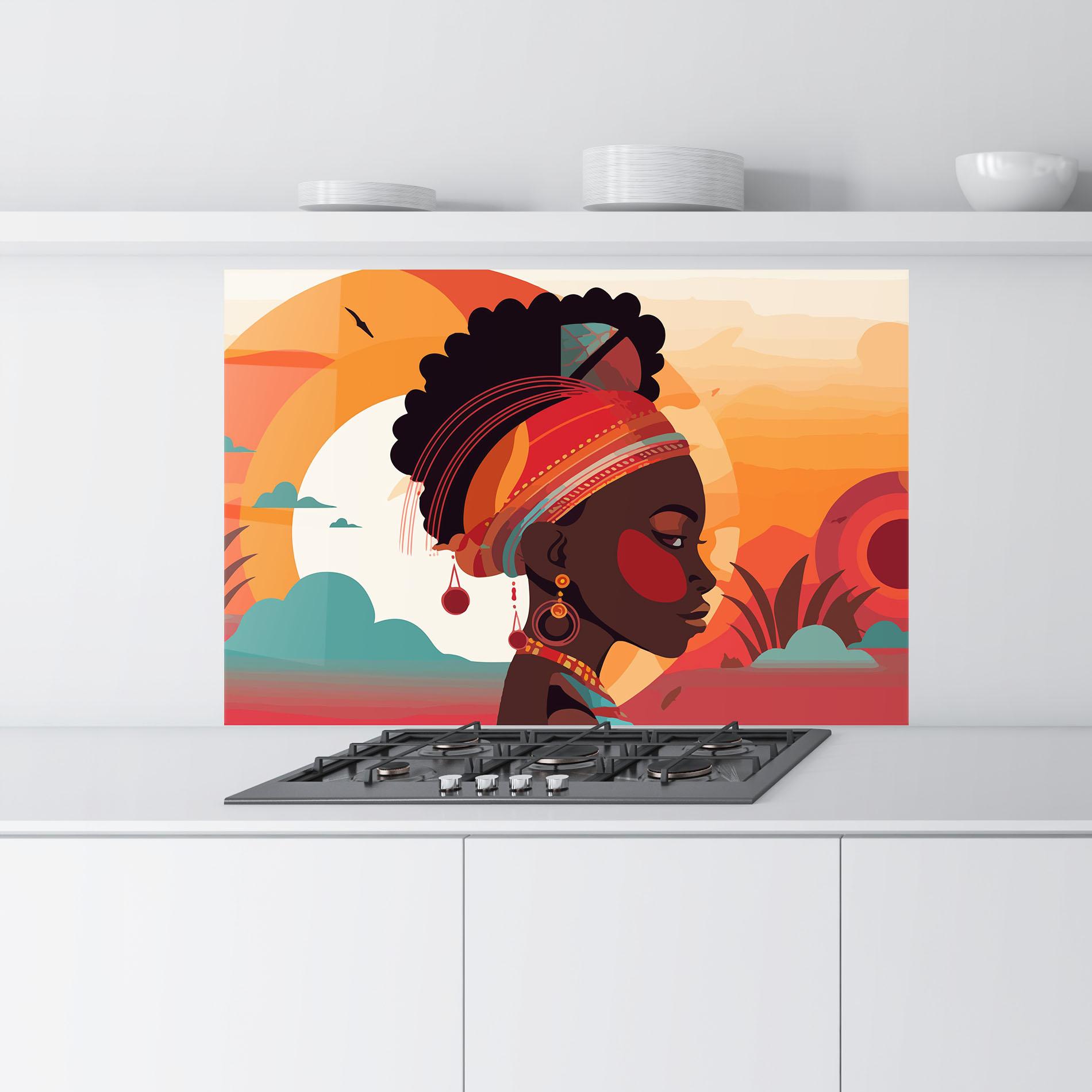 Panou Sticla Bucatarie African Lady Art mockup 9