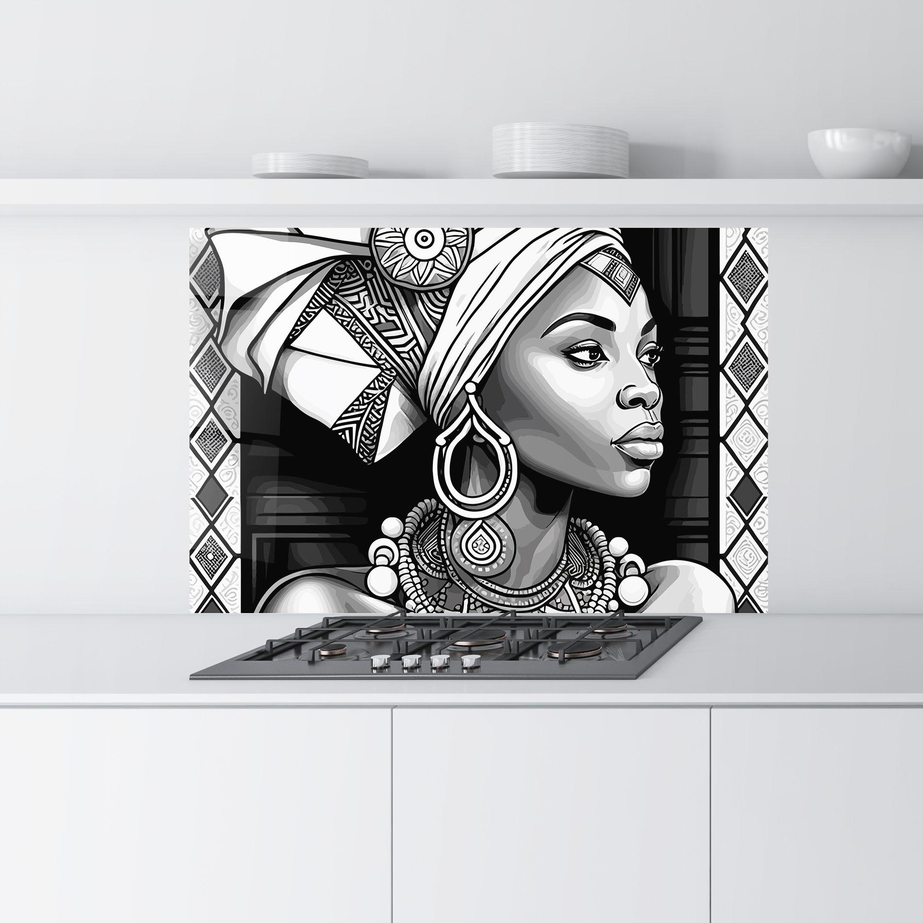 Panou Sticla Bucatarie African Lady mockup 9