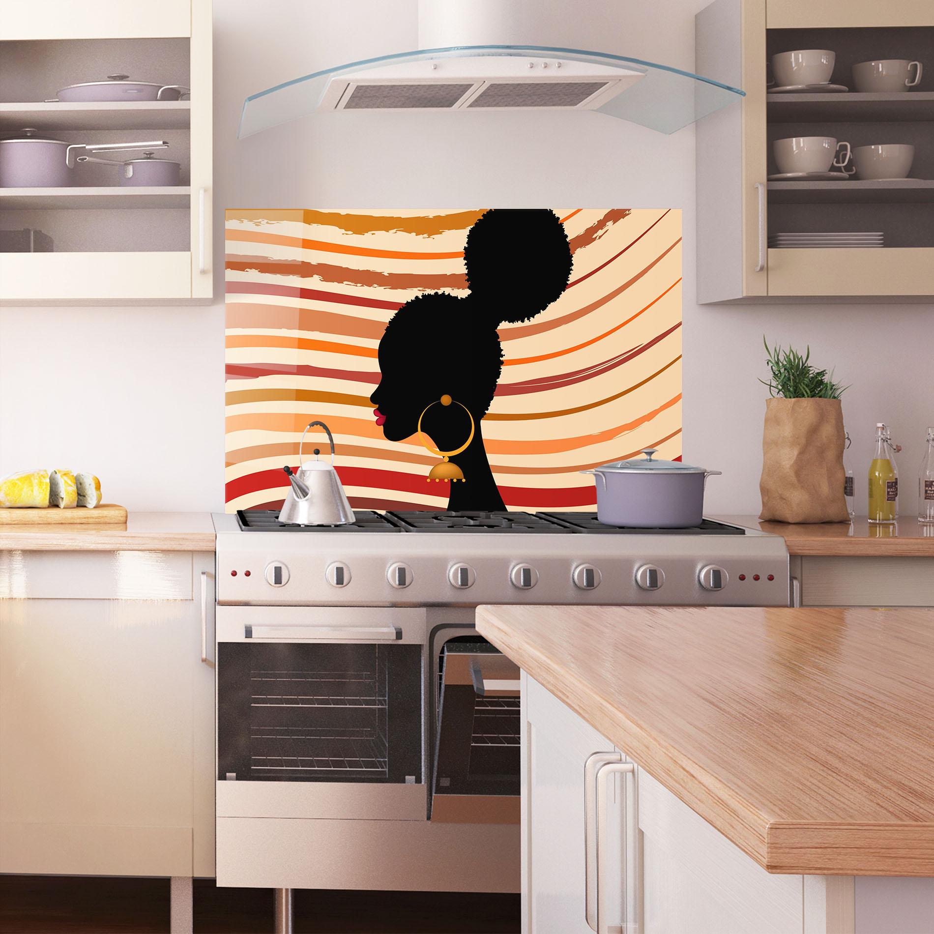 Panou Sticla Bucatarie African Hairstyle mockup 1