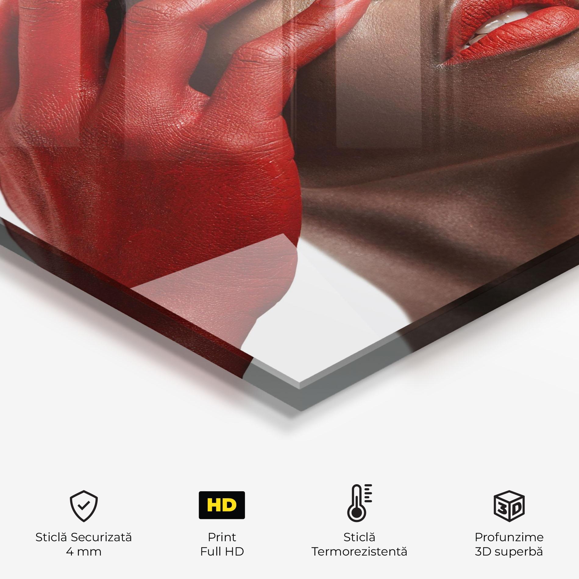 Panou Sticla Bucatarie Red Hands Woman mockup 2