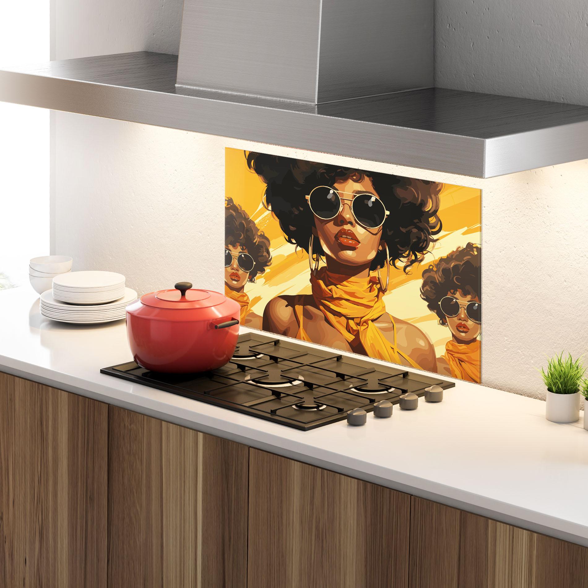 Panou Sticla Bucatarie Yellow African Scarf mockup 4