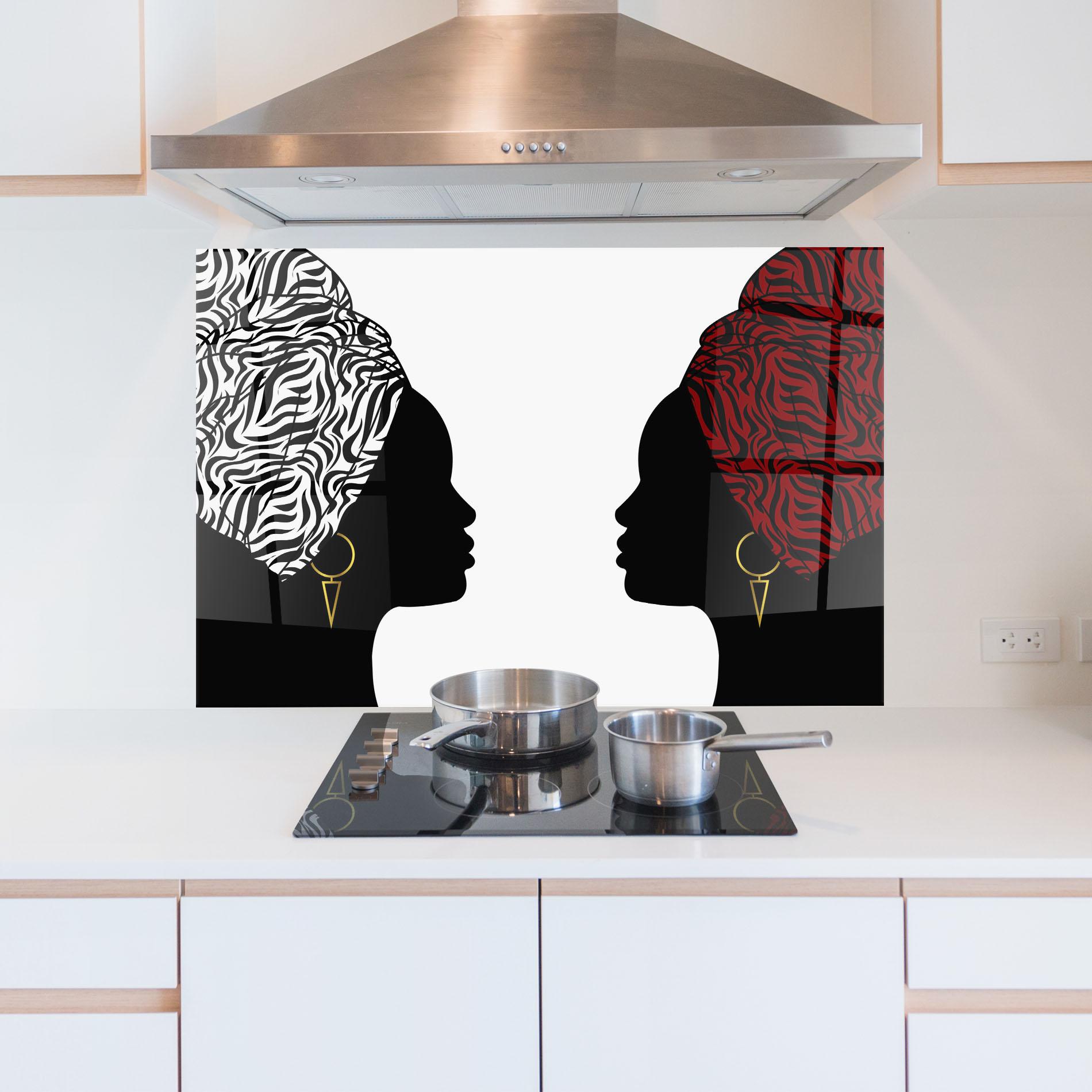 Panou Sticla Bucatarie African Woman Talk mockup 5