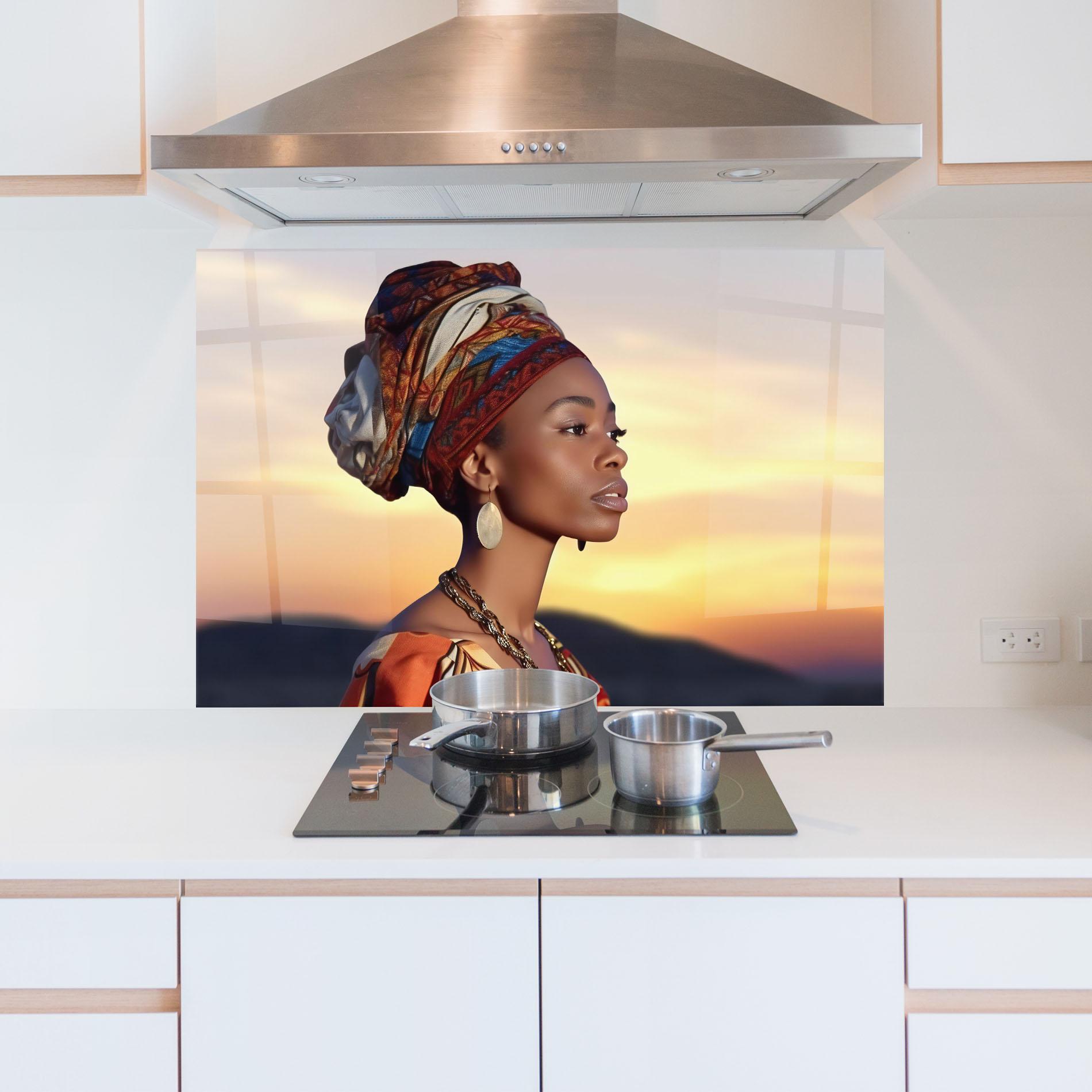 Panou Sticla Bucatarie Beautiful African Sunset mockup 5