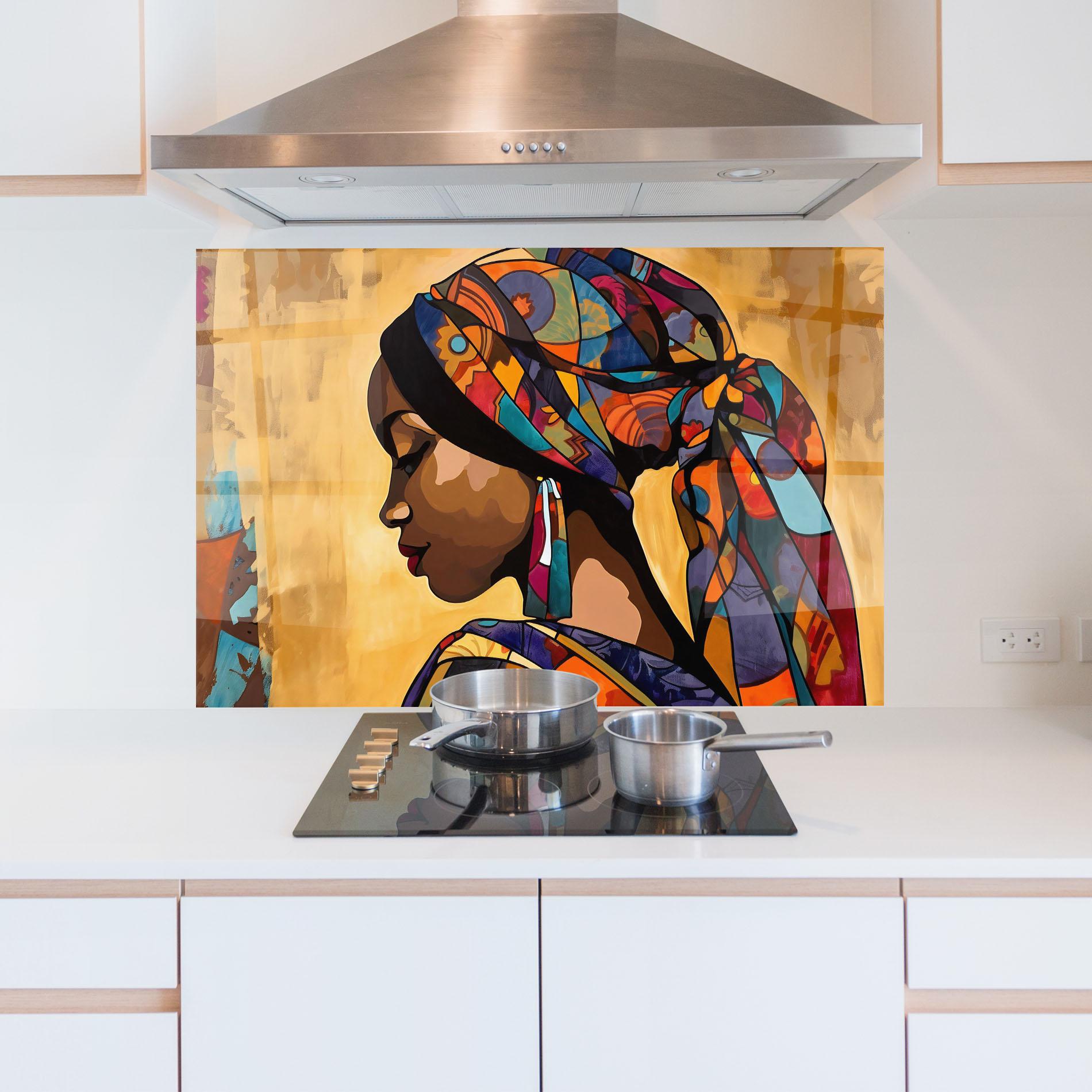 Panou Sticla Bucatarie Headscarf Pretty Woman mockup 5