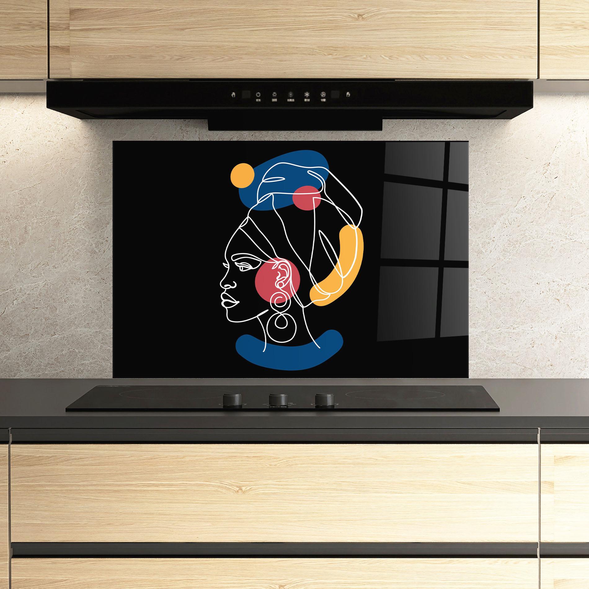 Panou Sticla Bucatarie African Blue Yellow mockup 3