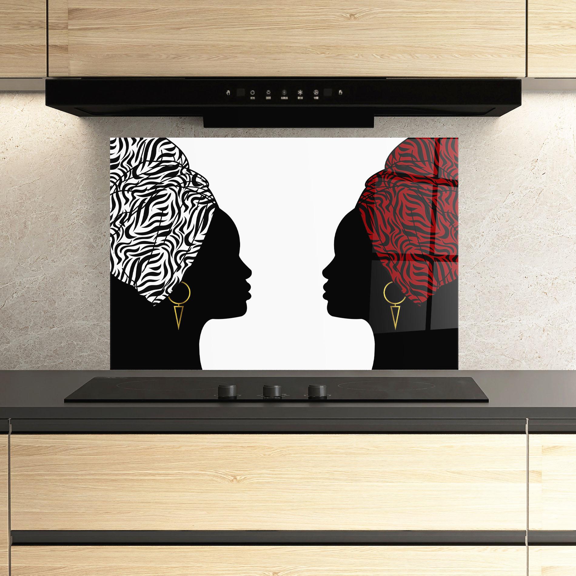 Panou Sticla Bucatarie African Woman Talk mockup 3