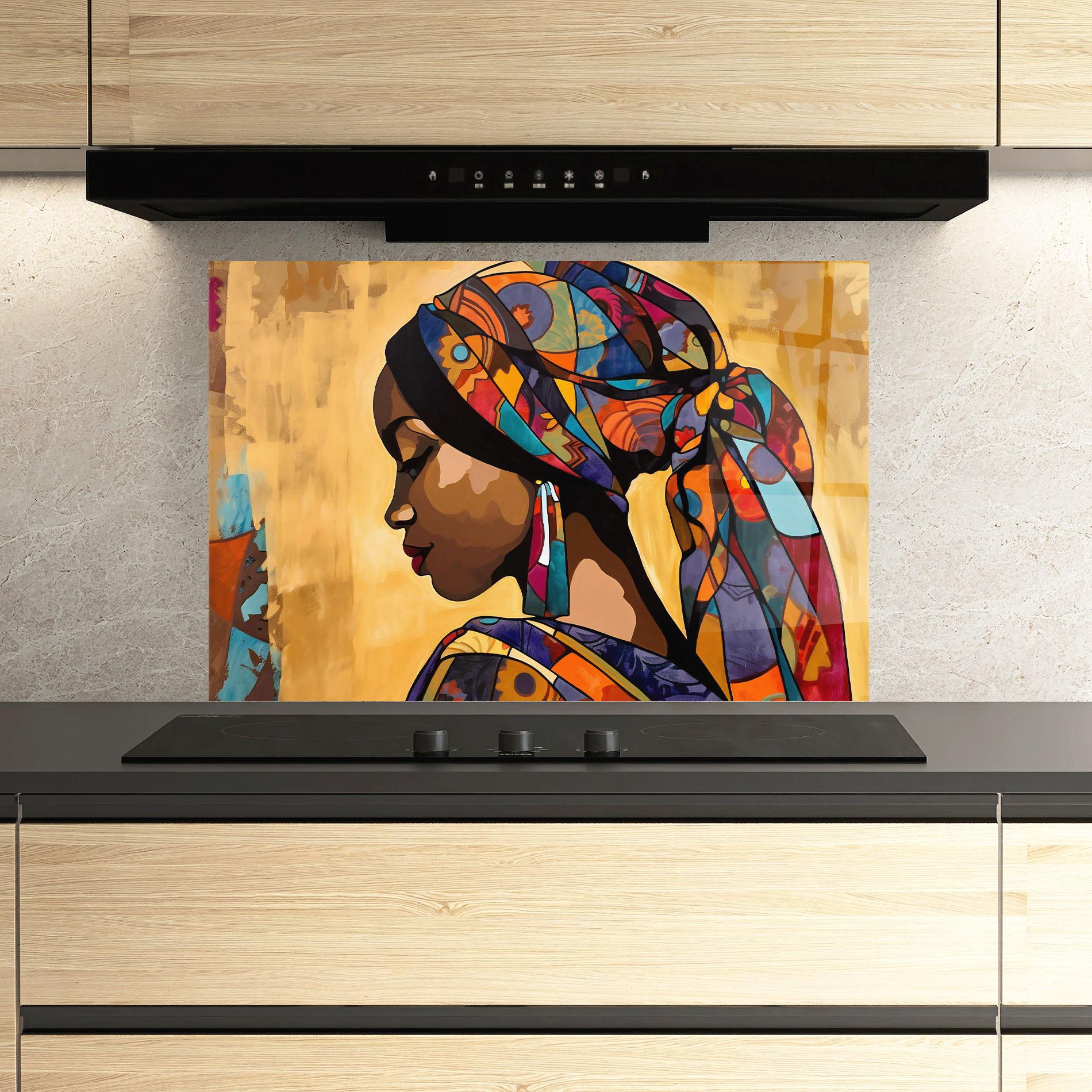 Panou Sticla Bucatarie Headscarf Pretty Woman mockup 3